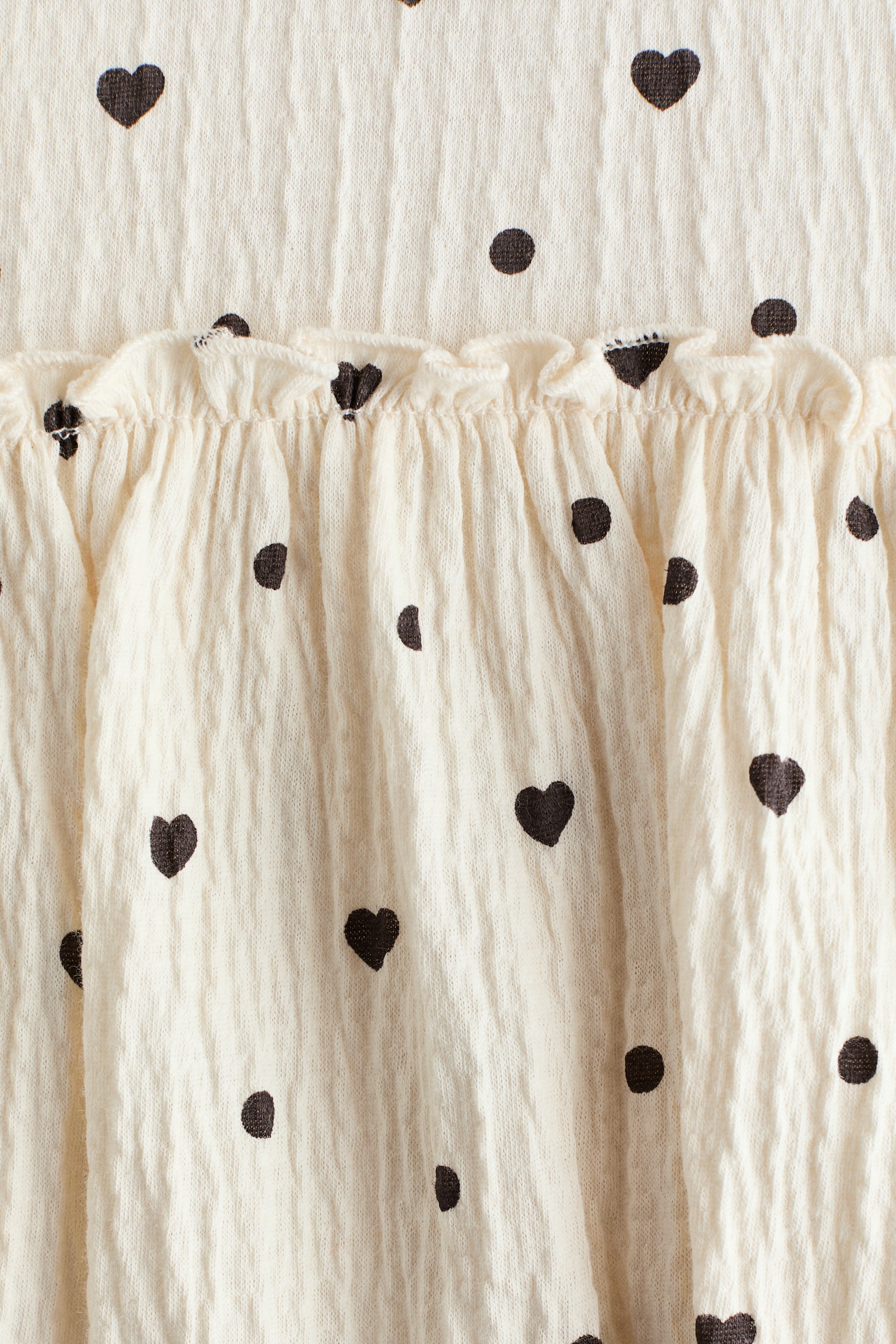 Crinklejurk met strikken - Roomwit/hartjes/Beige/luipaarddessin - 2