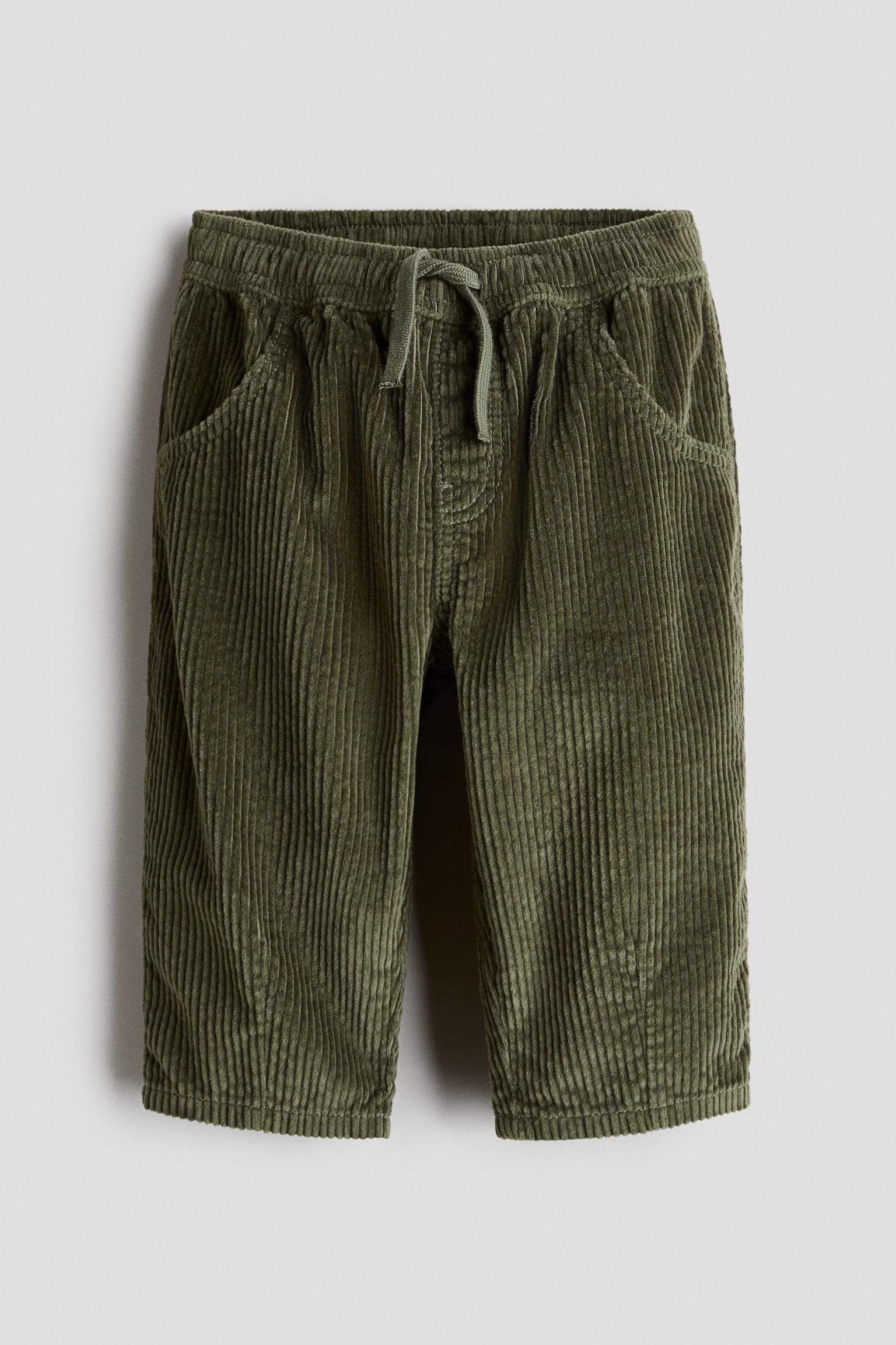Pantalon jogger en velours de coton côtelé - Vert kaki/Bleu marine/Beige