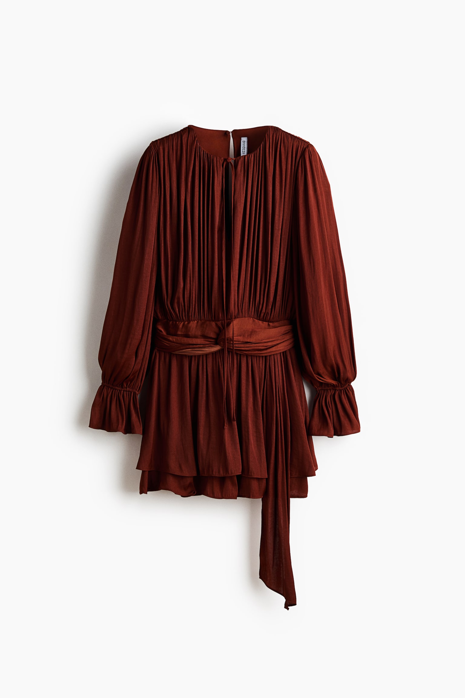 Abito drappeggiato con nodo decorativo - Rosso ruggine/Powder pink