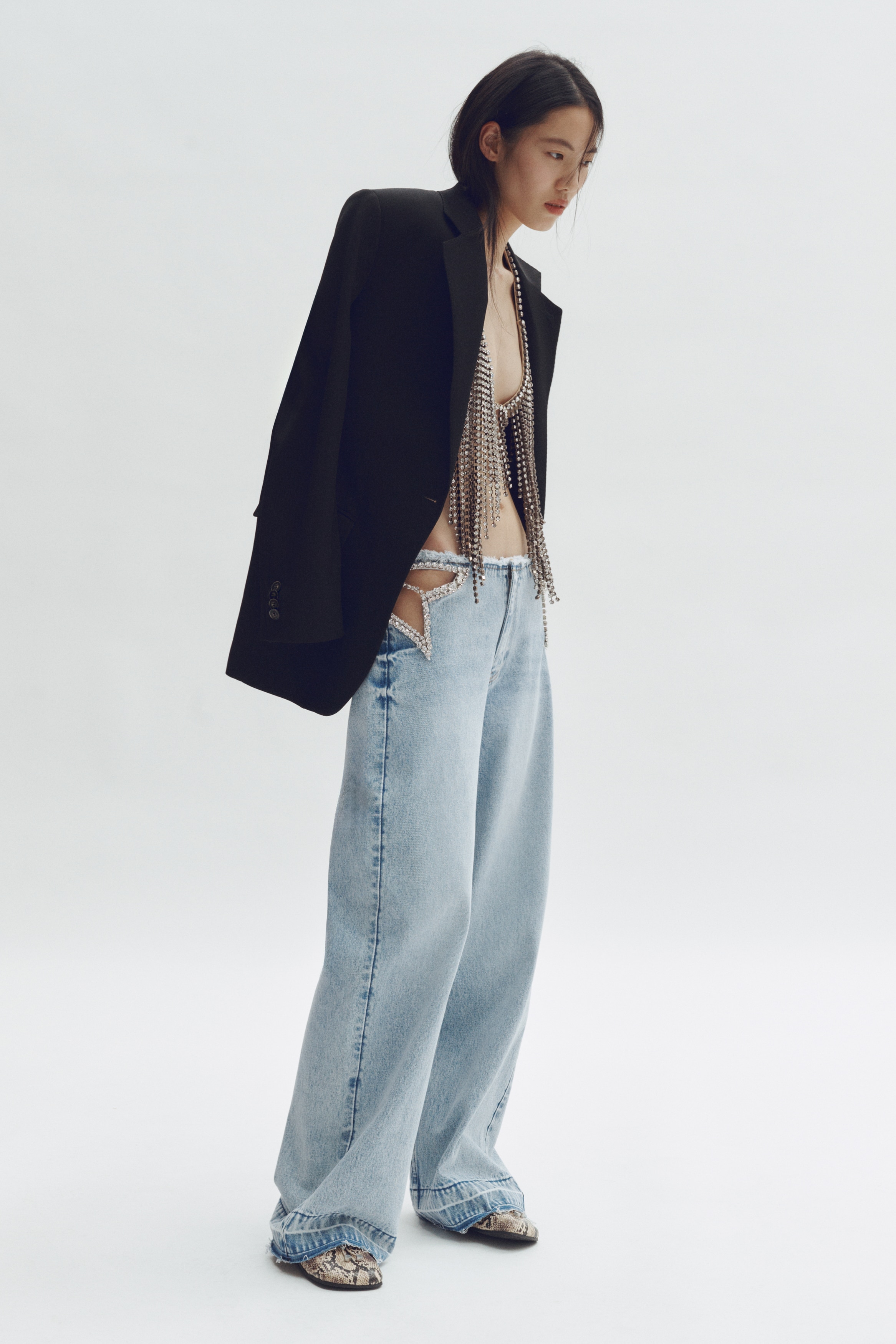 Women's Light denim blue Crystal-Star Straight-Leg Jeans | H&M US