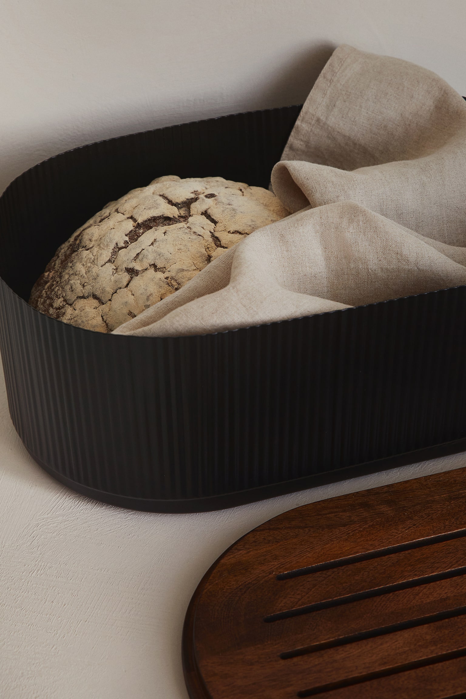 Metal and wood bread bin - Black/Block-coloured - 2