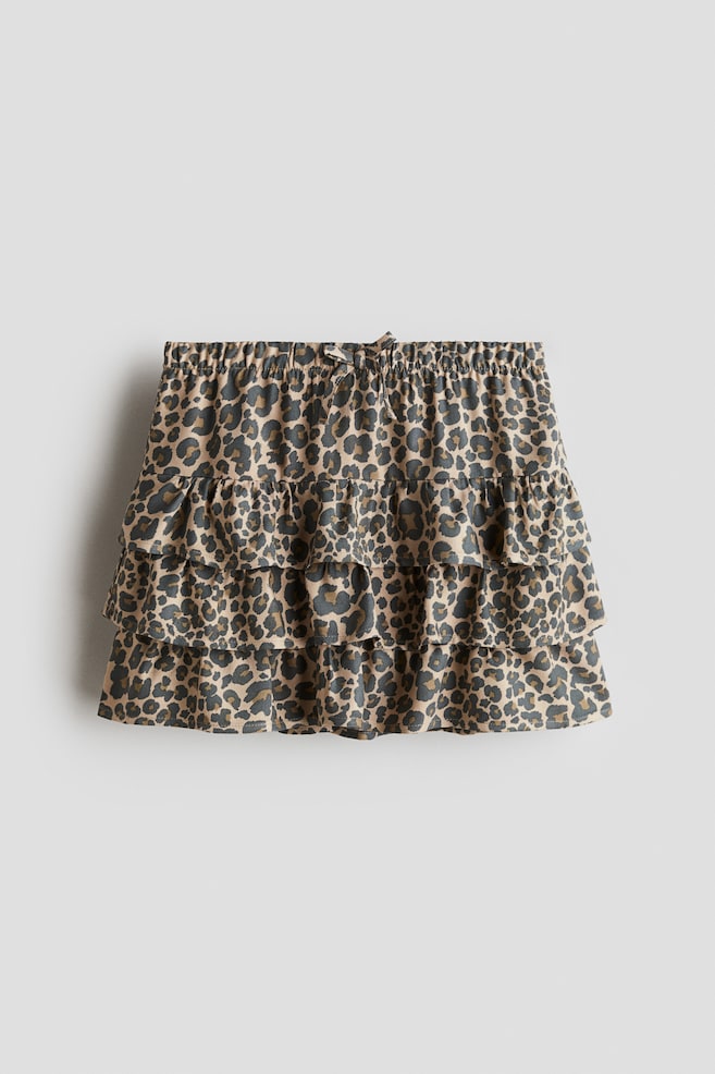 Tiered skirt - Beige/Leopard print/Dark grey/Floral/White/Checked - 1