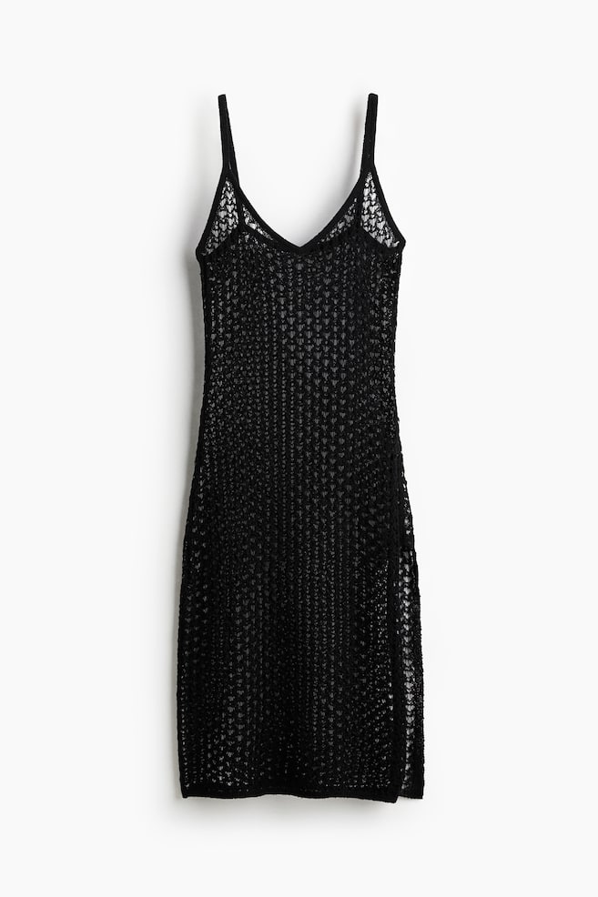 Hole-knit beach dress - Black/Cream - 1