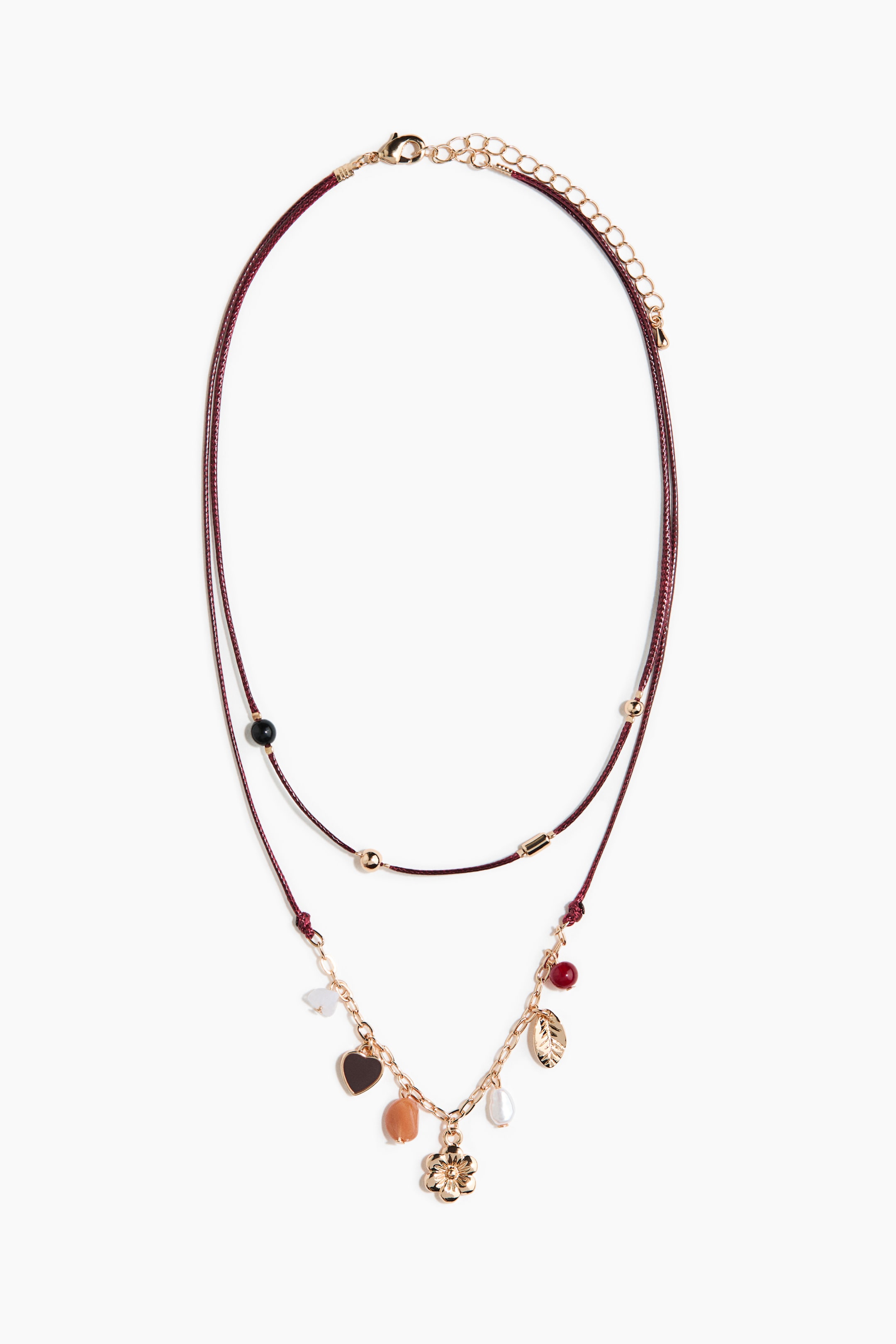 View larger image: Two-strand cord necklace - Burgundy/Gold-coloured - Ladies | H&M IN 2