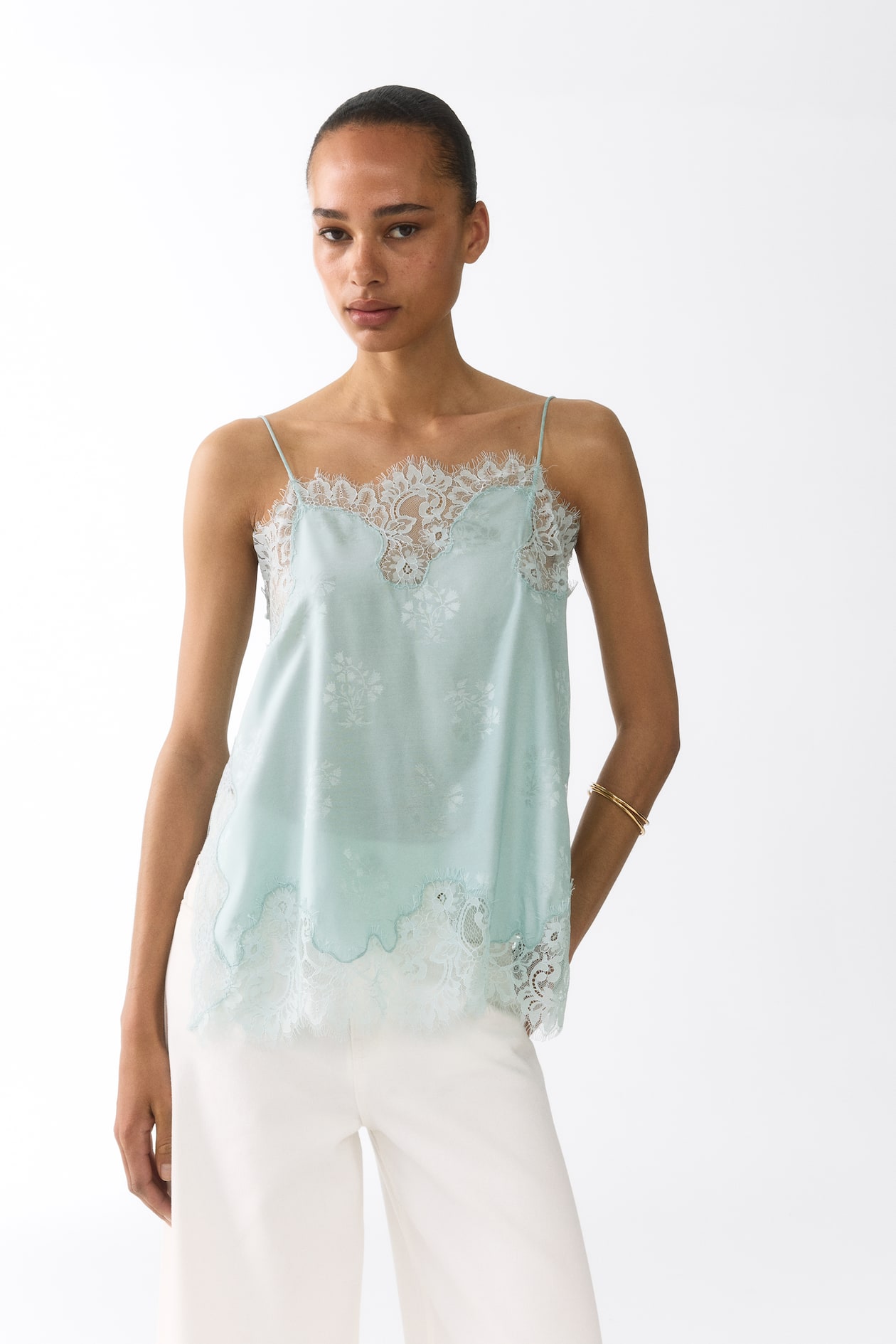 Lace-Trimmed Jacquard-Weave Top - image 4