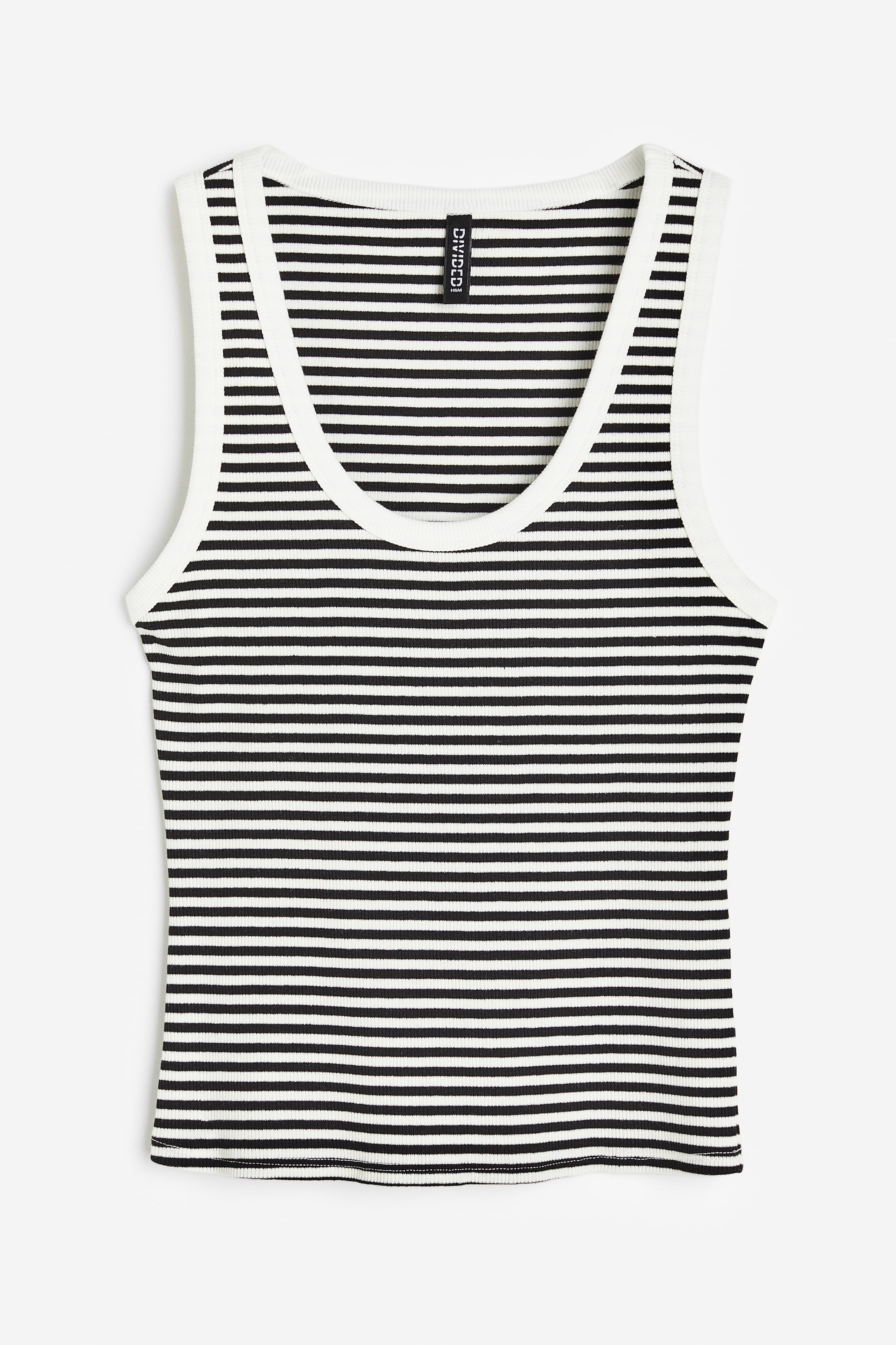 Xem ảnh lớn hơn: Áo ba lỗ cotton gân nổi - Màu trắng/Kẻ đen - Ladies | H&M VN 1