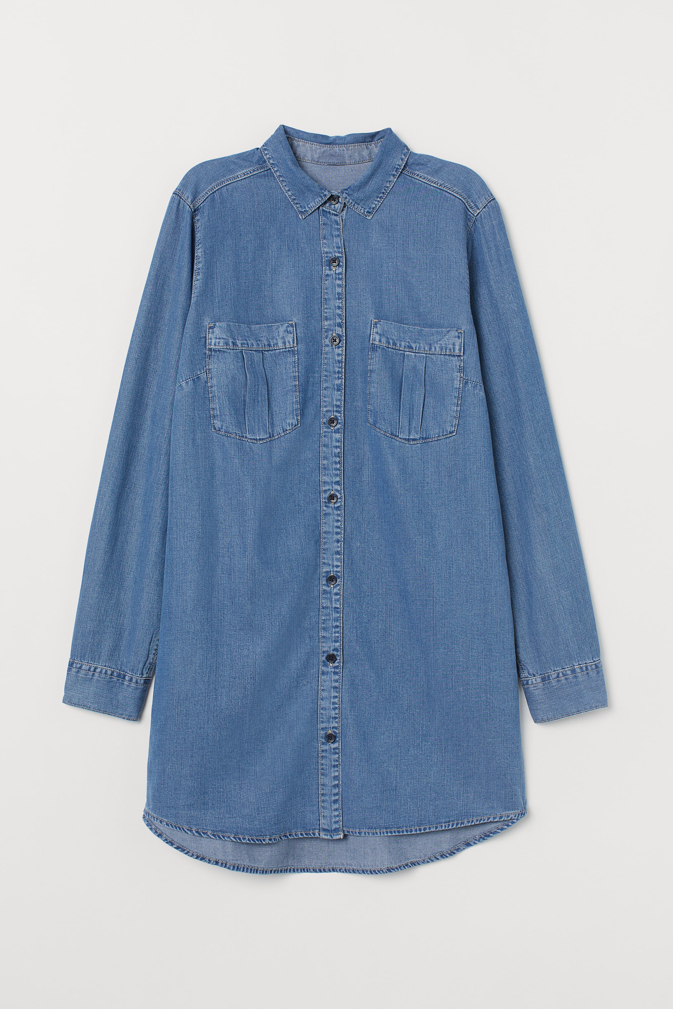 Grotere afbeelding bekijken: Lang jeanshemd - Denimblauw - DAMES | H&M BE 1