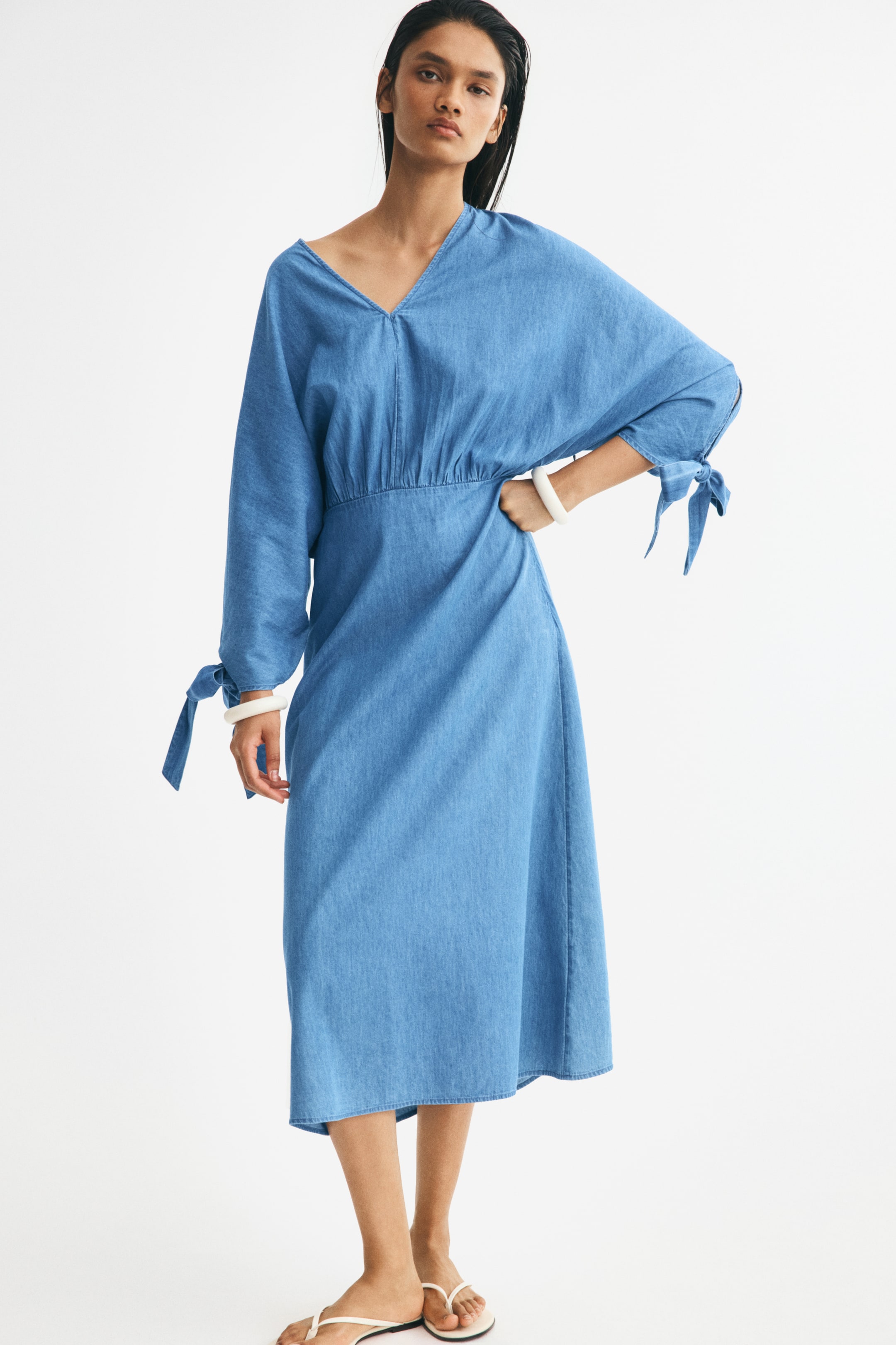 View larger image: Tie-detail denim dress - Denim blue - Ladies | H&M IN 1