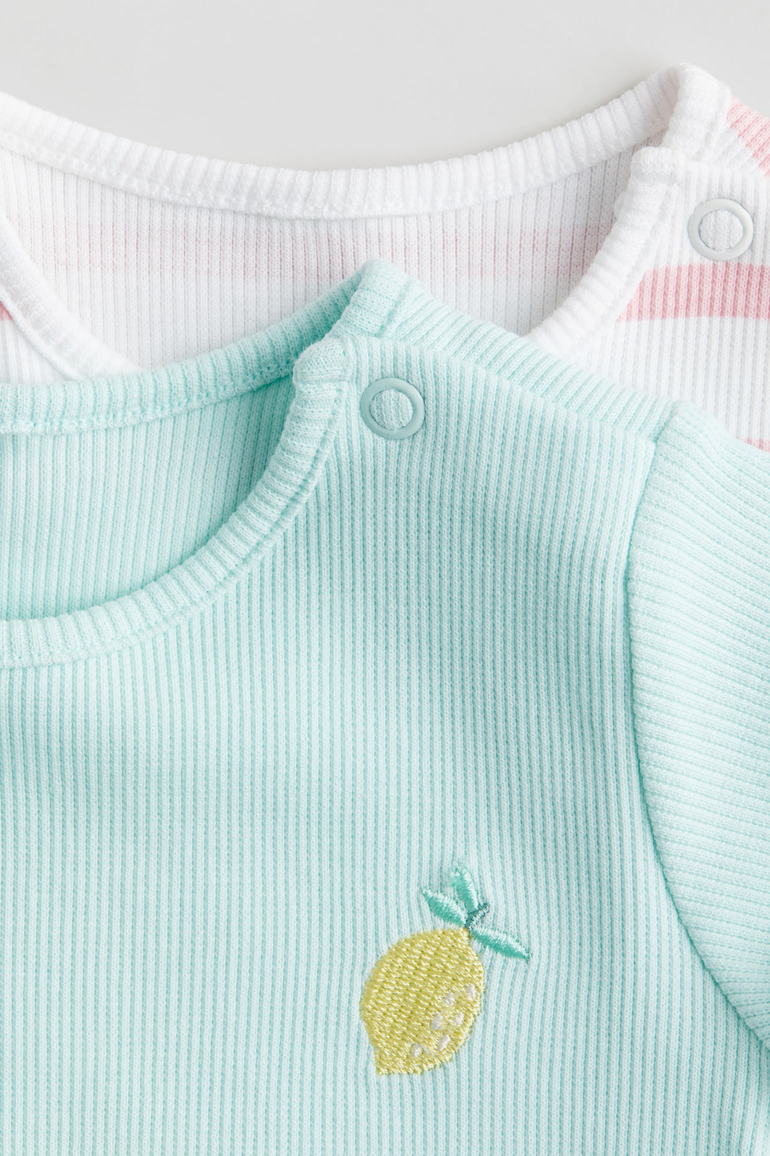 2-pack Rib Jersey Tops - Turquoise/Lemon - 2