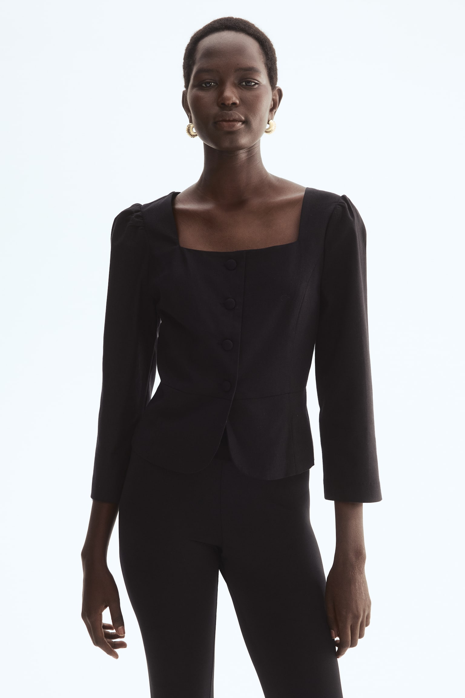 Square-neck blazer - Black - 4