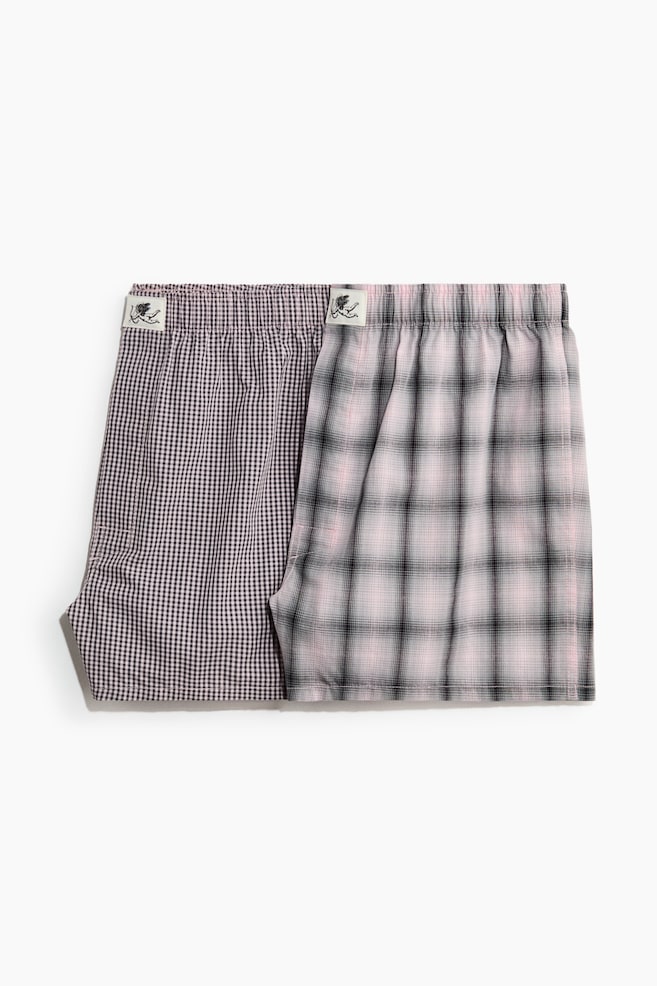 2er-Pack Boxershorts - Hellrosa/Kariert/Khakigrün/Kariert/Grün/Gestreift/Rosa/Gestreift/Hellblau/Paisleymuster - 1
