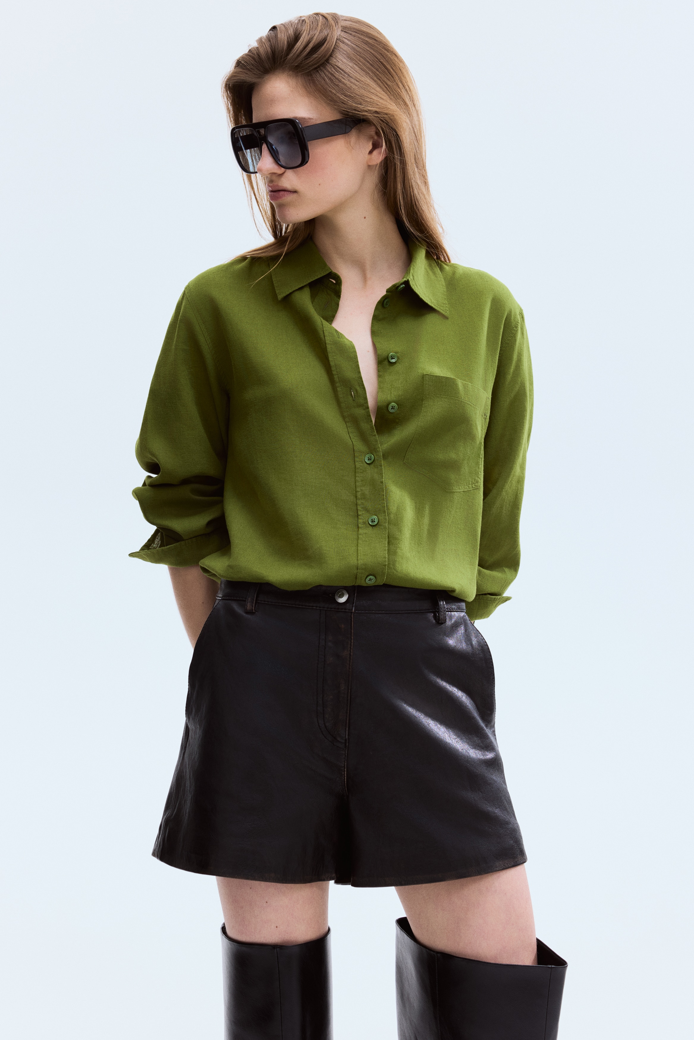green emerald velvet dress Women's Solid Dark Green Long Sleeve Shirt