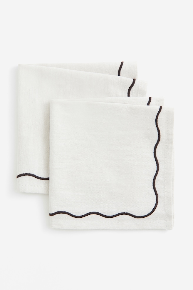 2-pack cotton napkins - Brown/Natural white/Red - 3