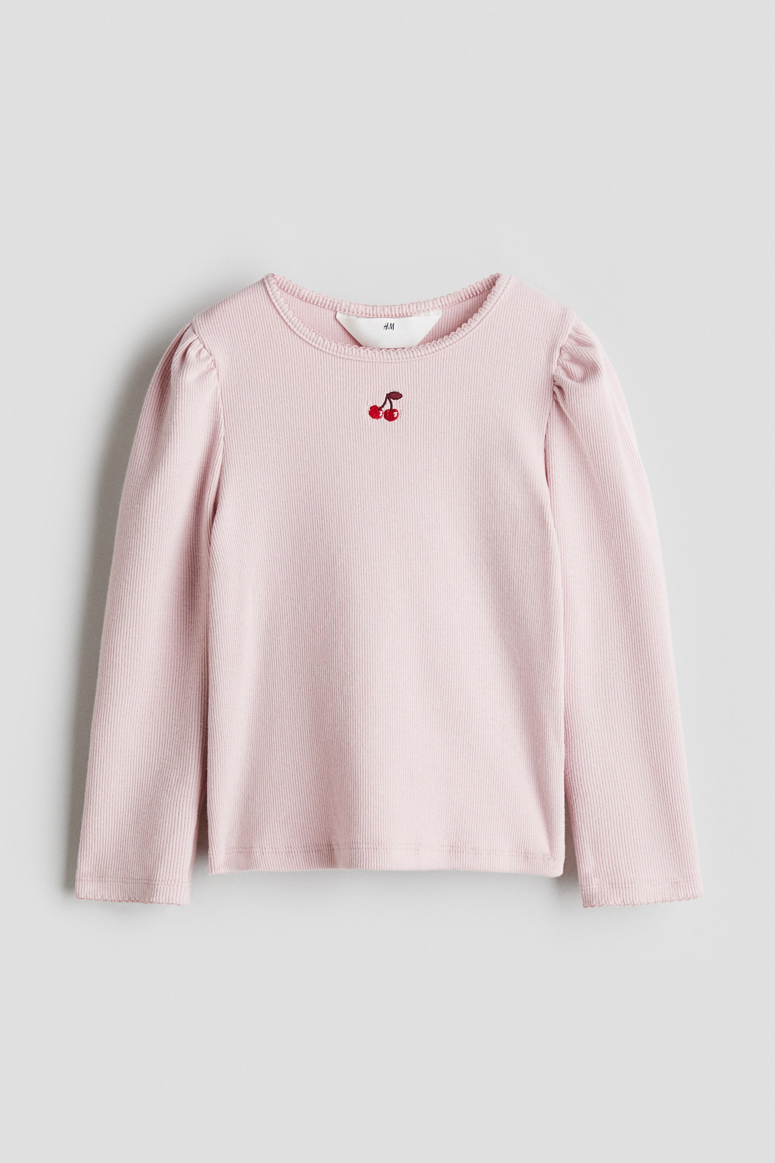 Детский топ H&M Picot-Trimmed Jersey, цвет: Светлый розовый — фото 1