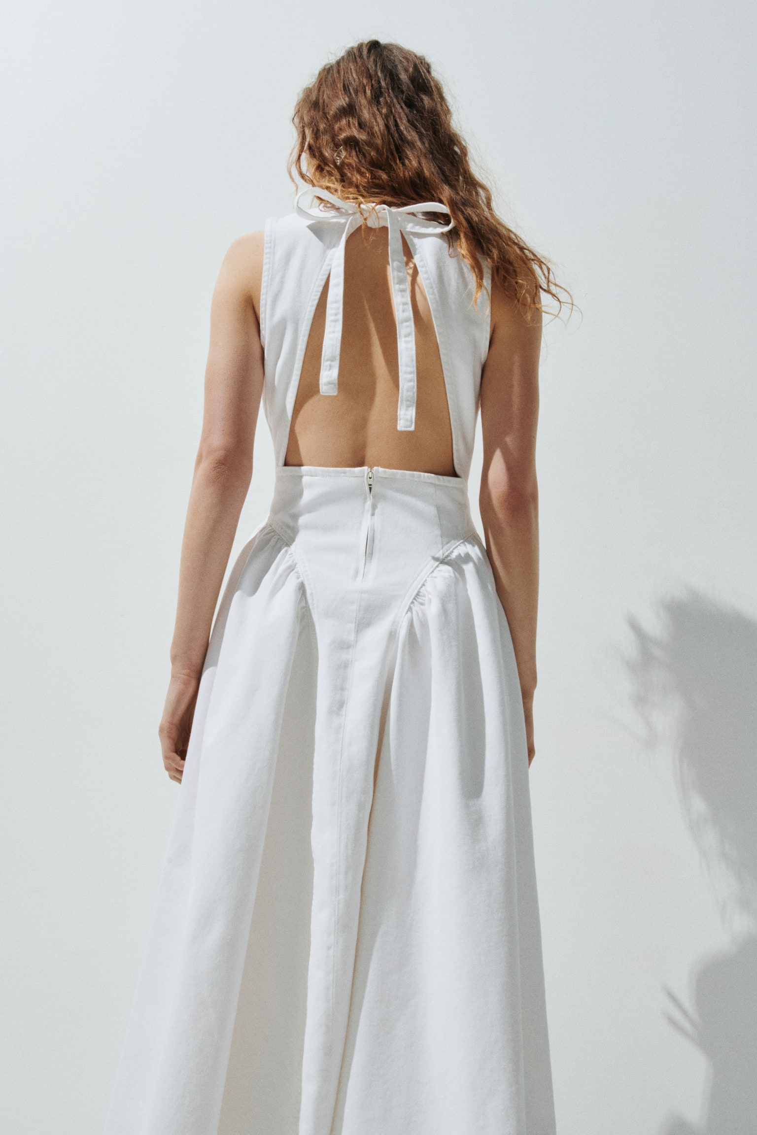 Open-back denim dress - Cream/Light denim blue - 6