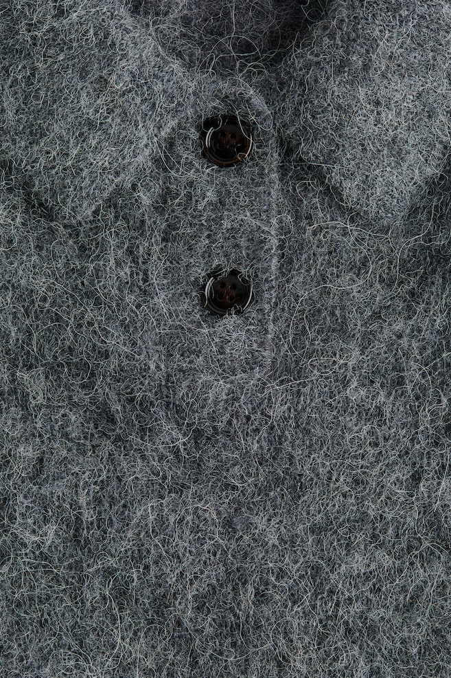 Poloshirt aus Alpakamix-Dunkelgraumeliert - 3