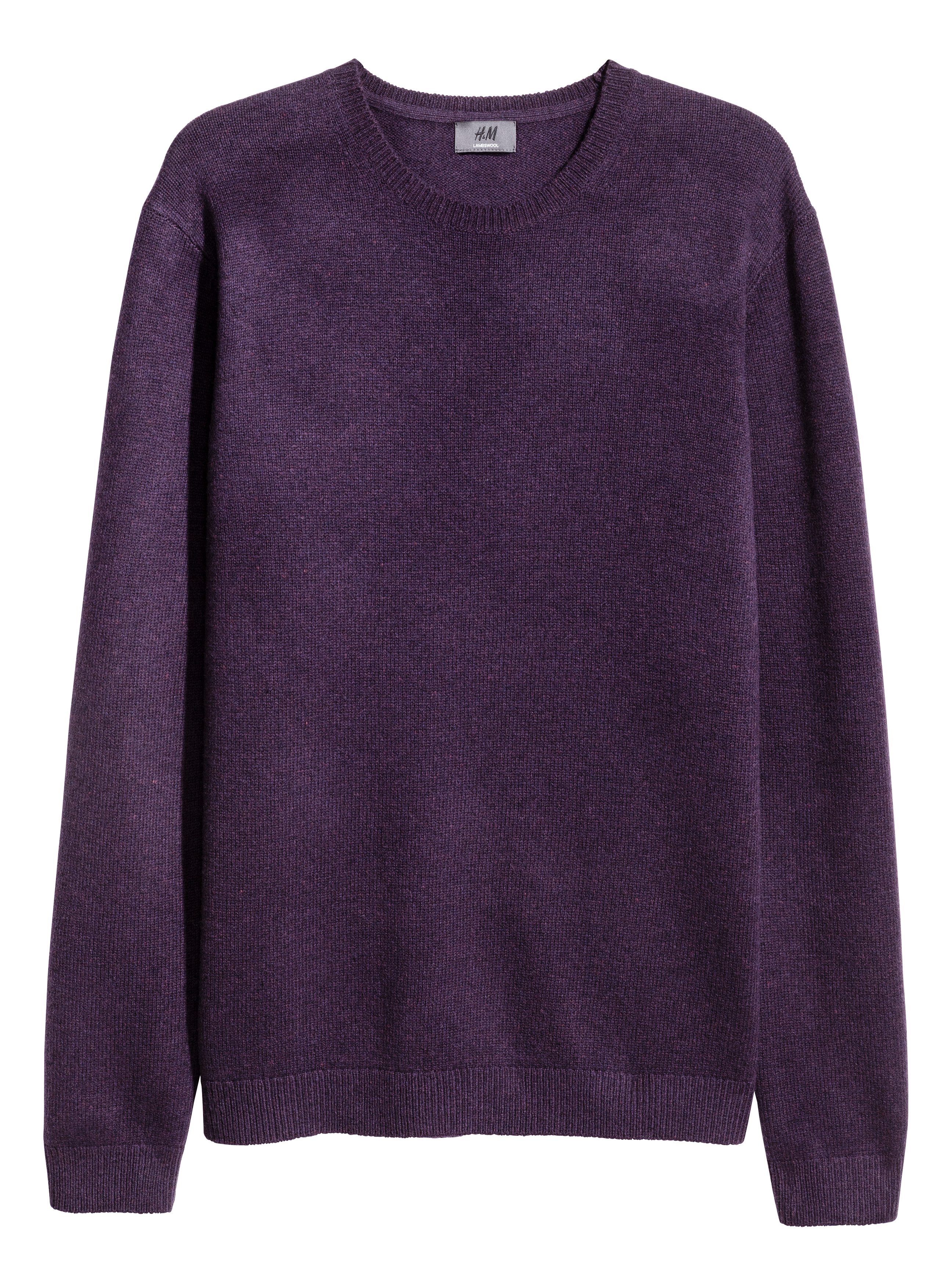 Men's Dark purple melange Lambswool Sweater H&M CA