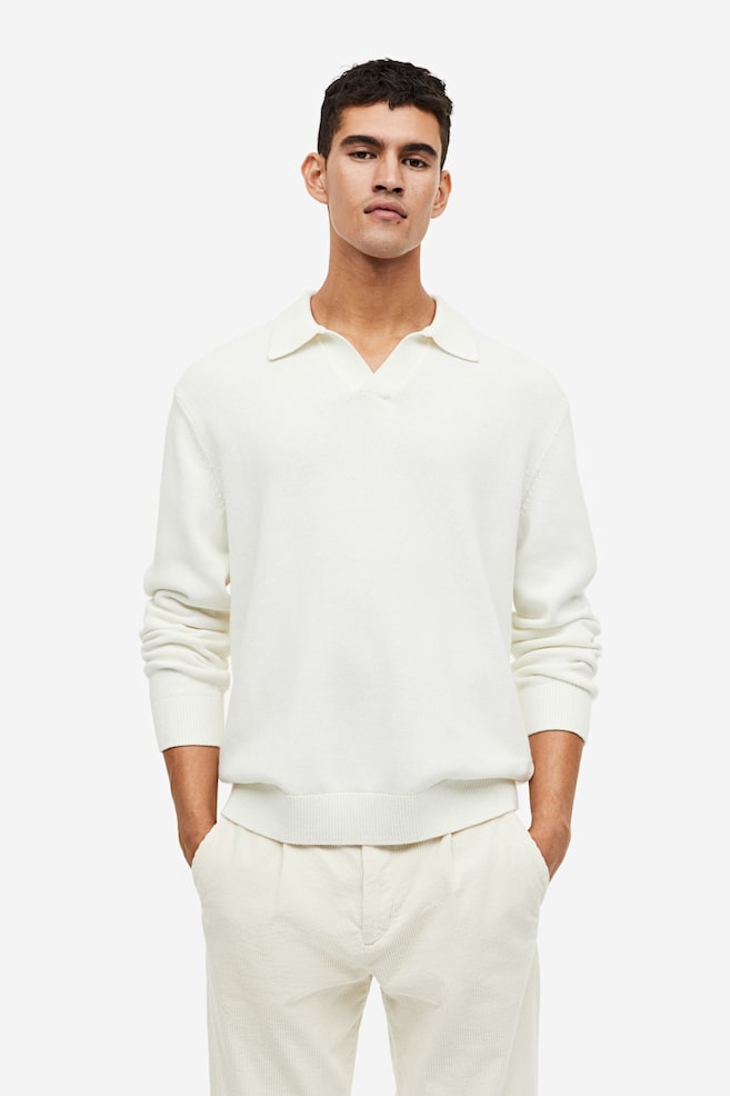 Regular Fit Cotton polo shirt - Cream/Black - 1