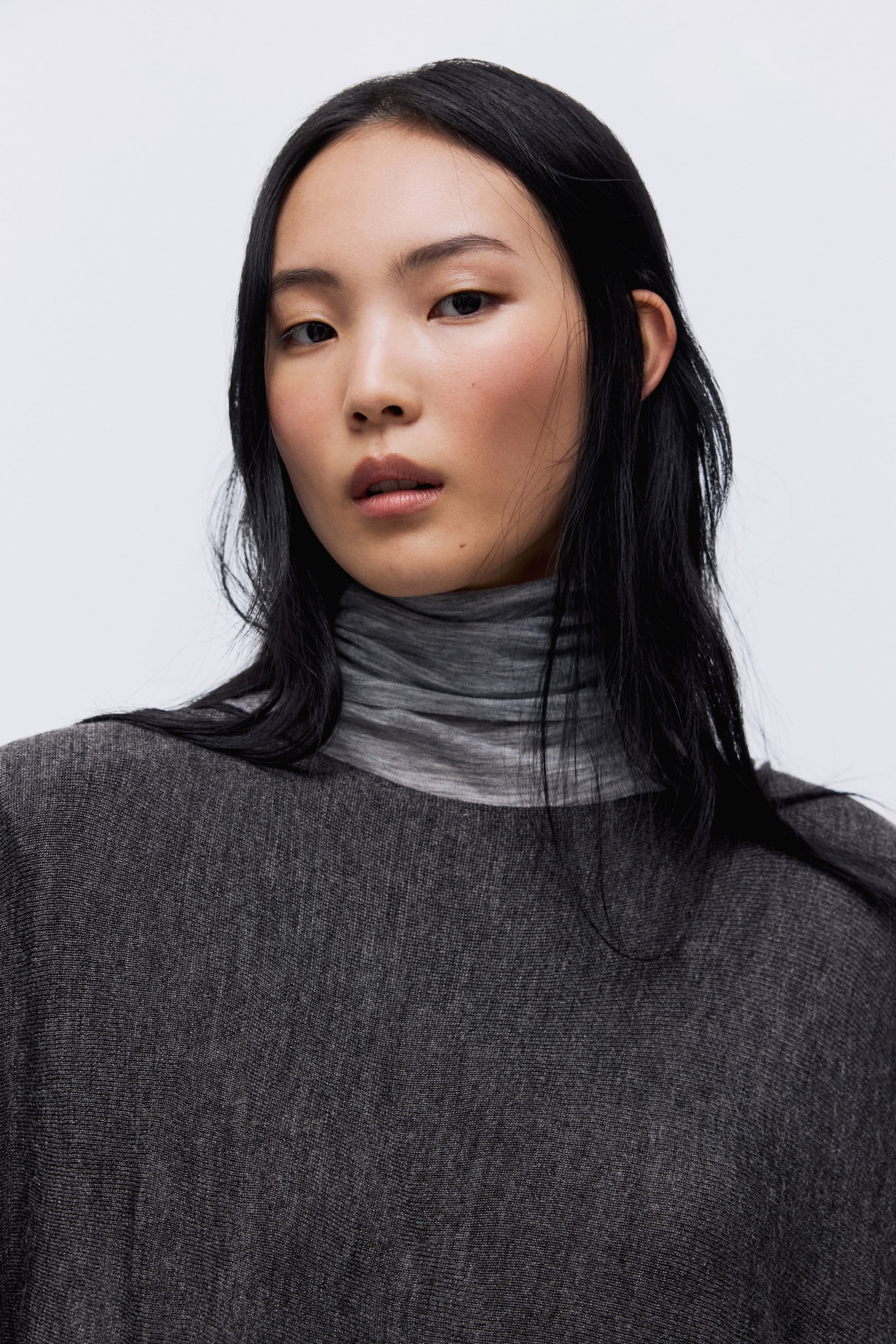 Ingrandisci l'immagine: Mantella a maglia fine - Grigio scuro mélange - DONNA | H&M CH 3