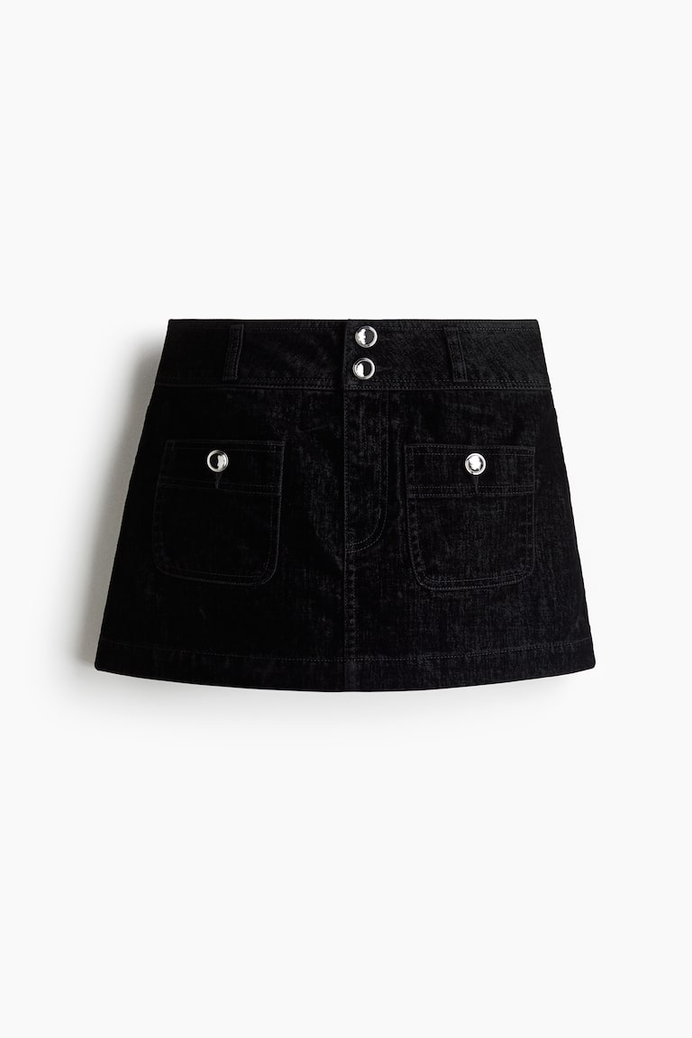 Black Corduroy Skirt Primark Cord Belted Mini Skirt Boohoo NO