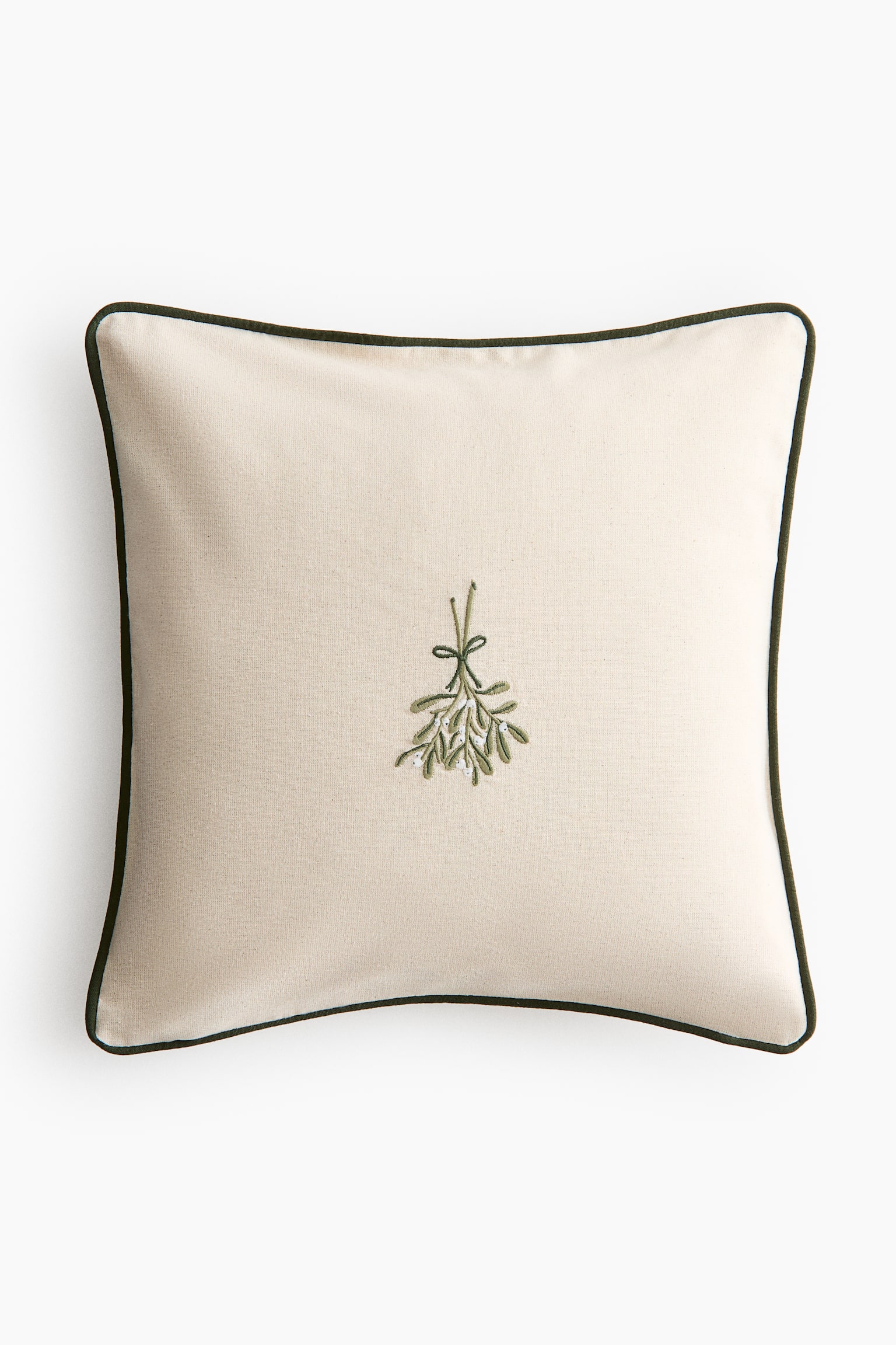 Copricuscino con motivo ricamato - Beige chiaro/vischio/Beige chiaro/renna/Beige chiaro/orso/Beige chiaro/bassotto