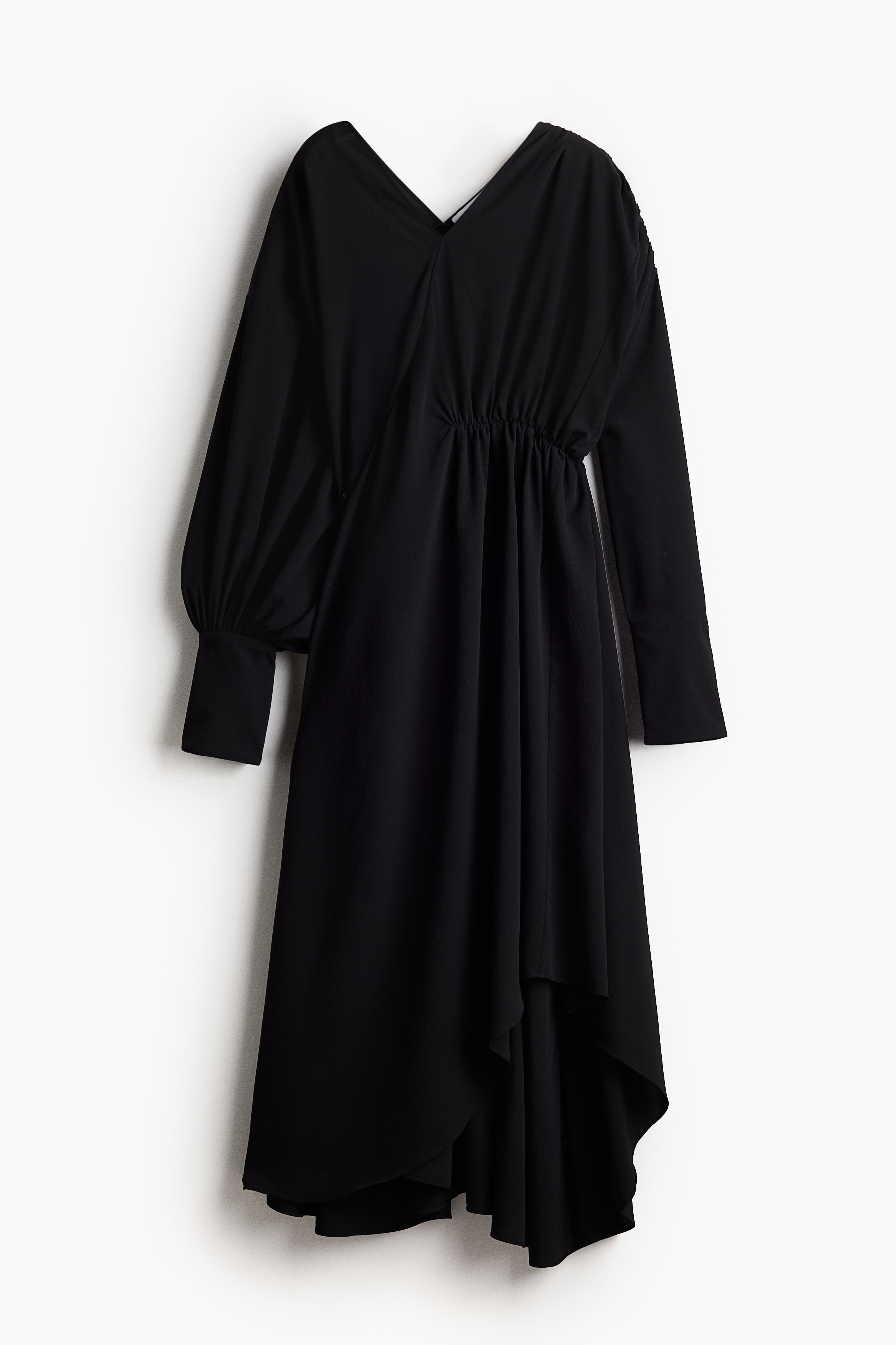 Ladies - Black Asymmetric crêpe dress - Size: M  - H&M