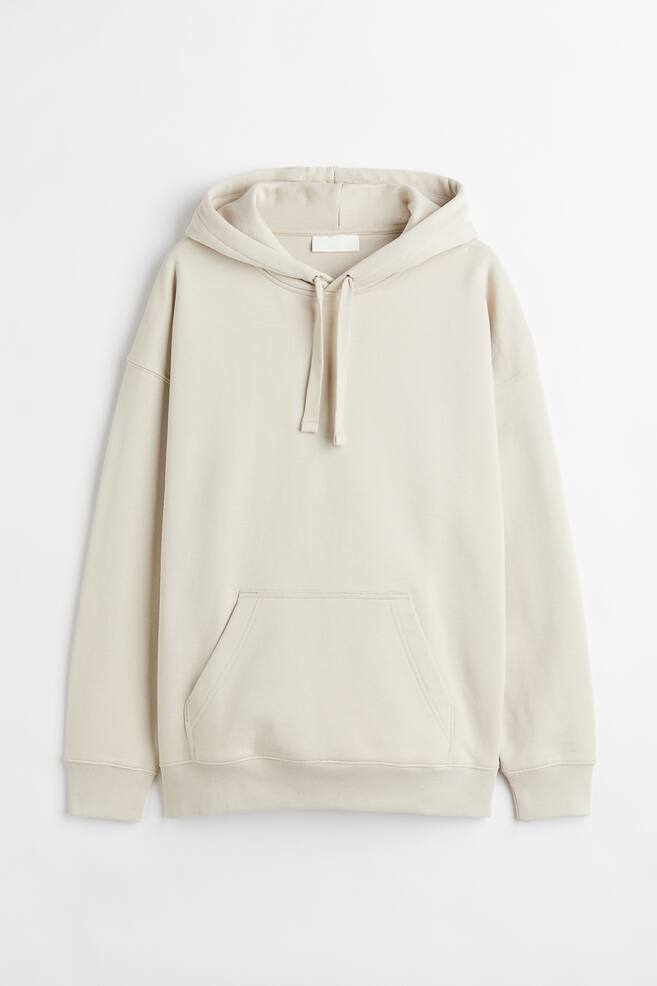Oversized Fit Cotton hoodie - Light beige/Light grey marl/Black/Black