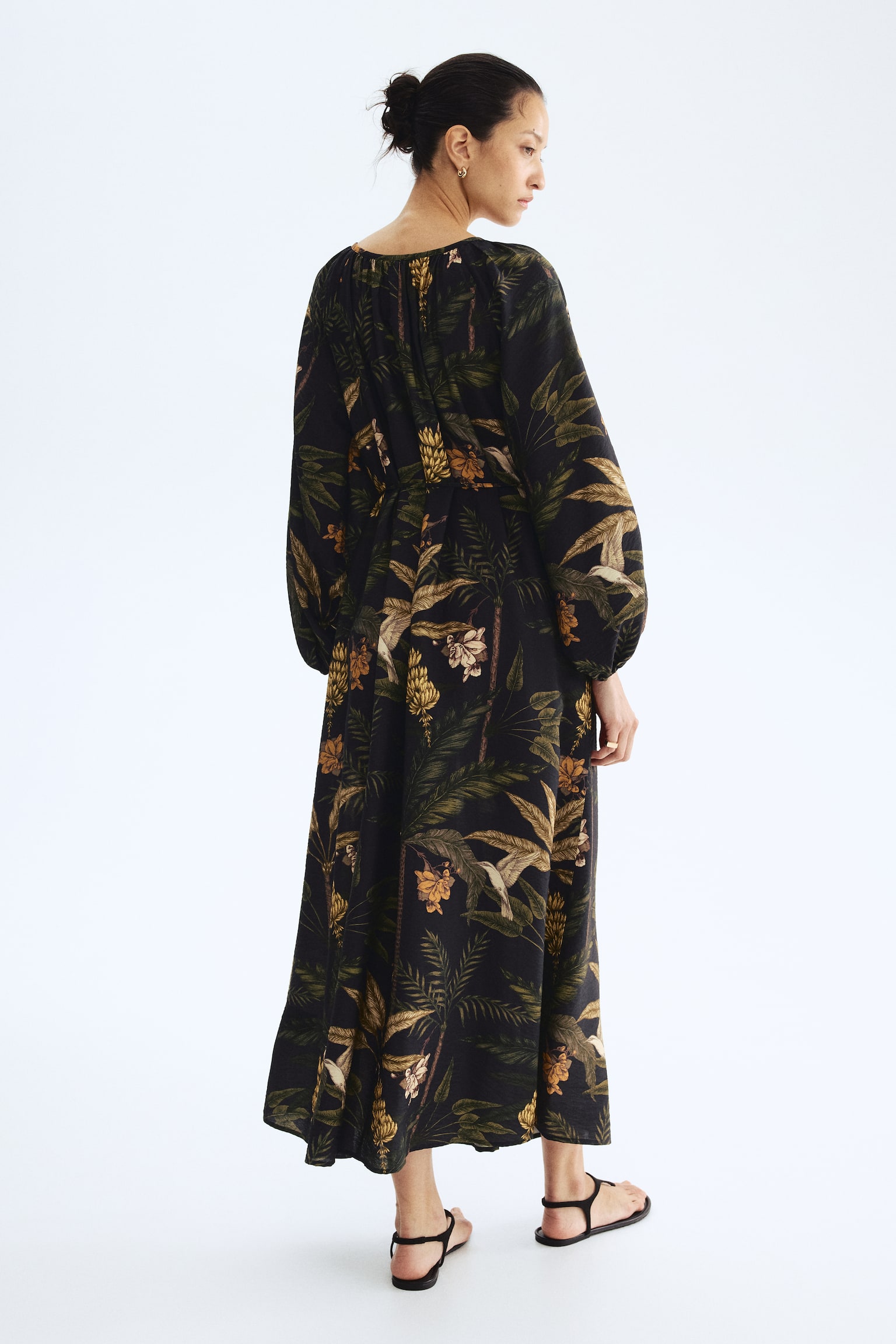 Vestido túnica oversized - Negro/Floreado - 4