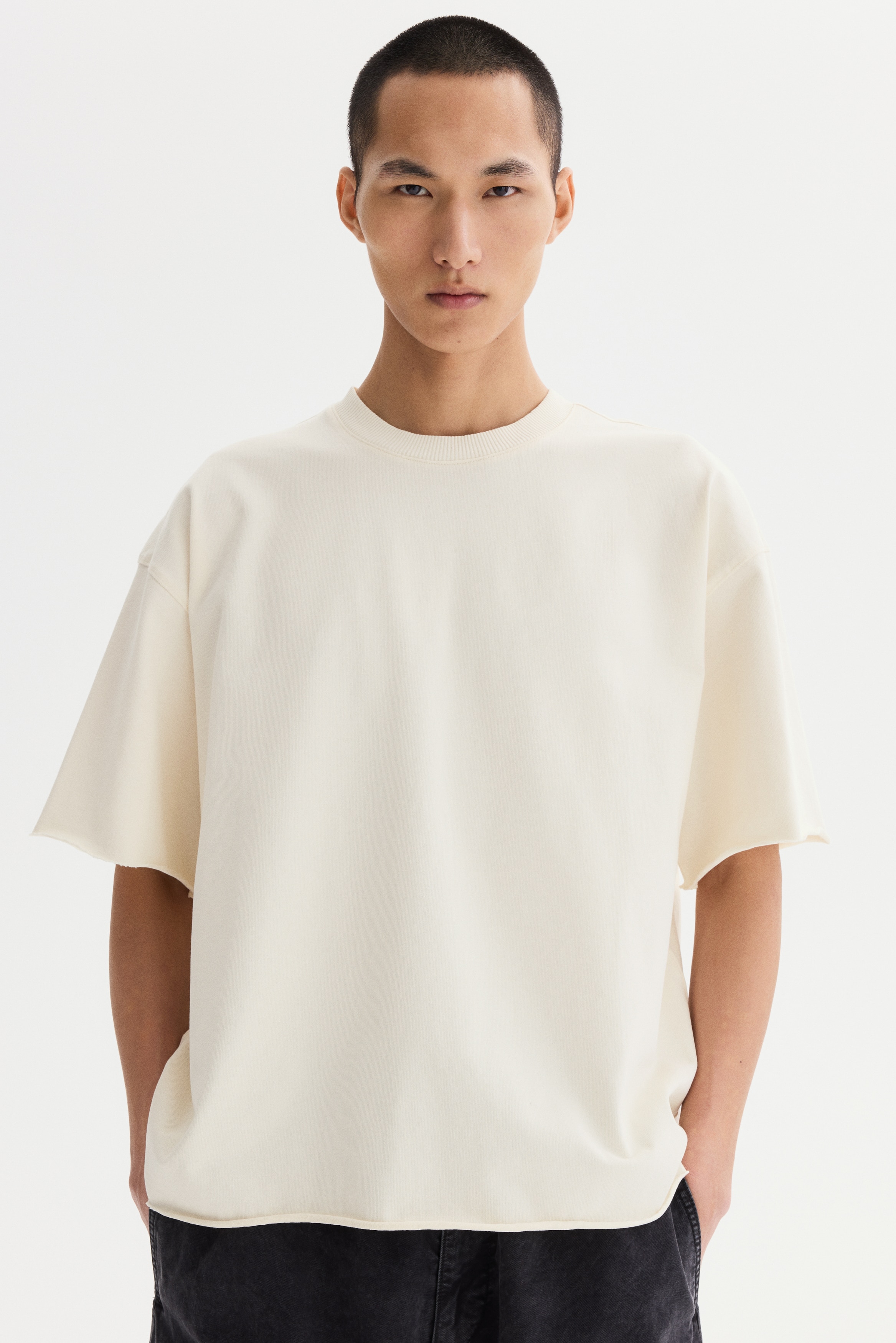 T-shirt Oversized Fit σε τετραγωνισμένη γραμμή - Λευκό/Γαλάζιο/Σκούρο καφέ