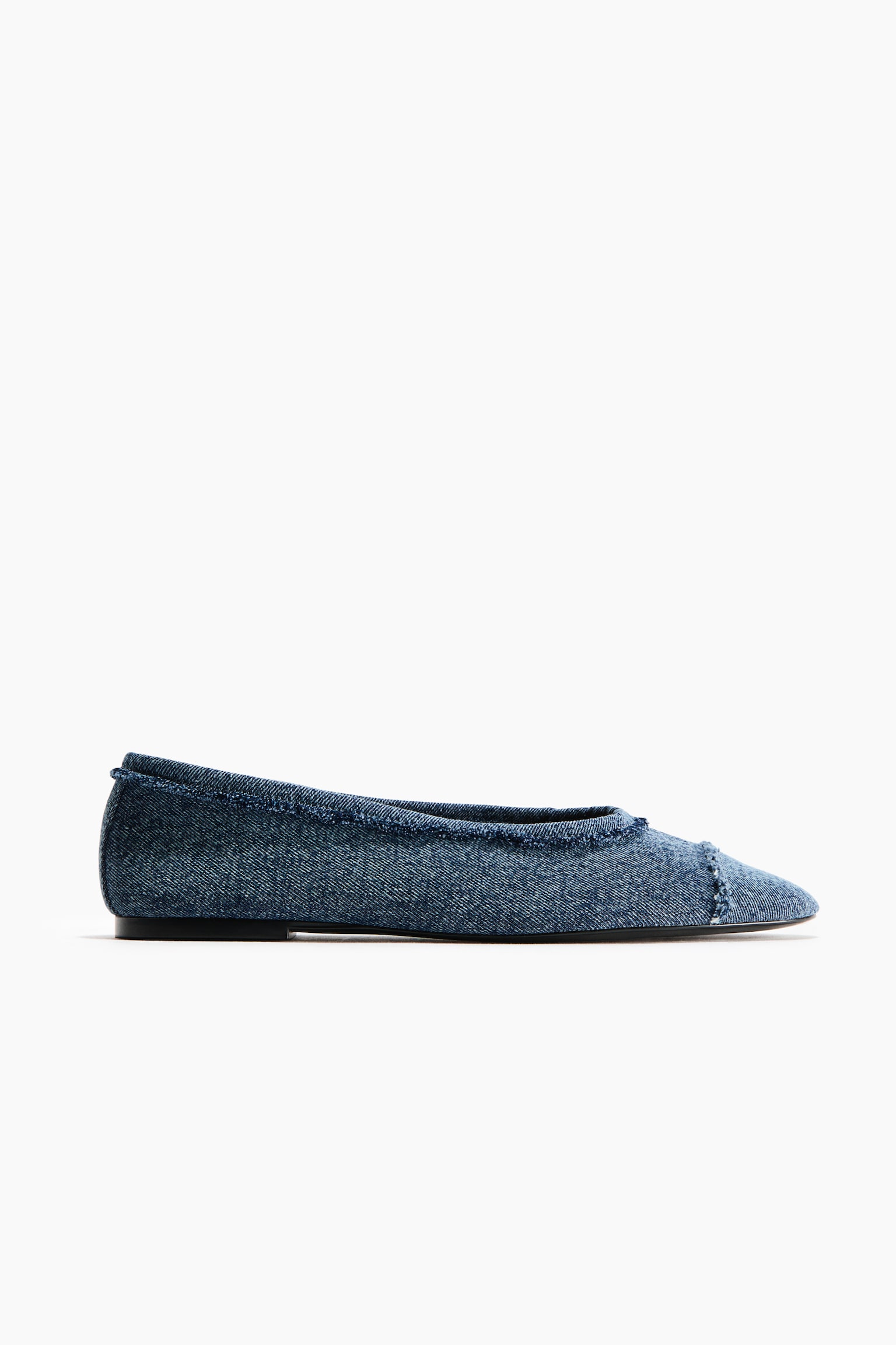 Женские балетки H&M Frayed Cotton Ballet Flats, цвет: Джинсовый синий — фото 3