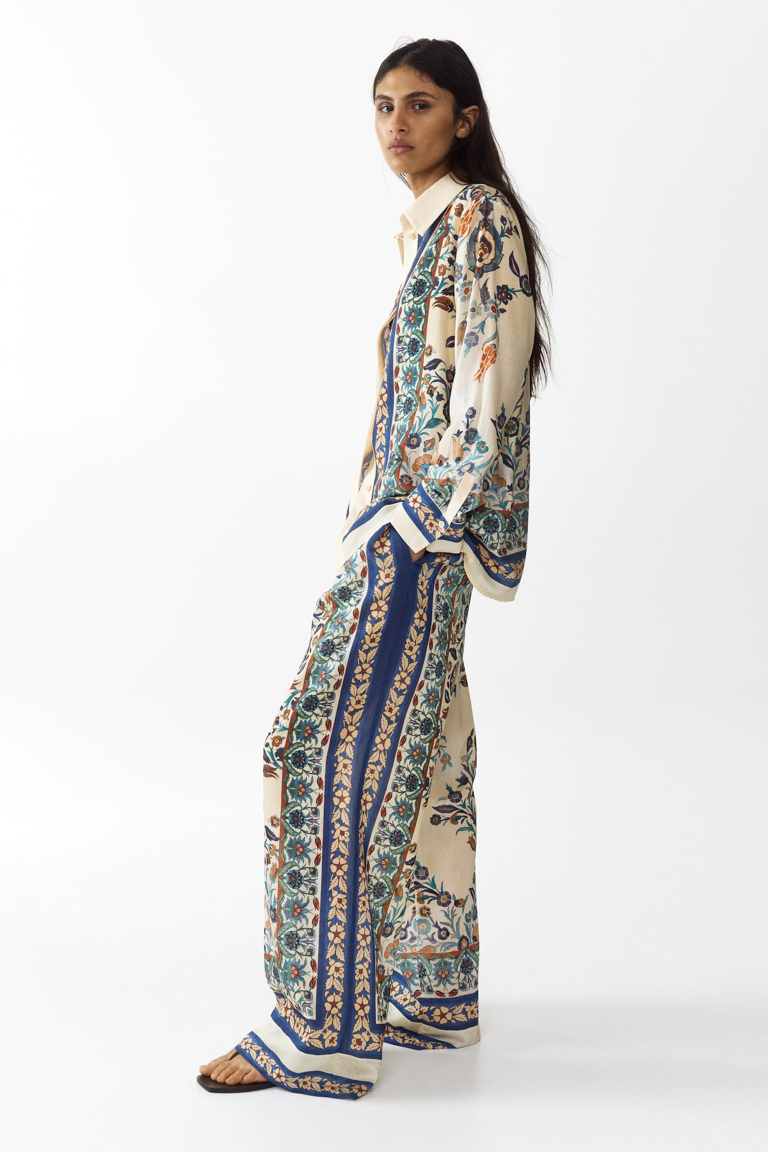 Chemise grande taille imprimée - Beige clair/fleuri - 2