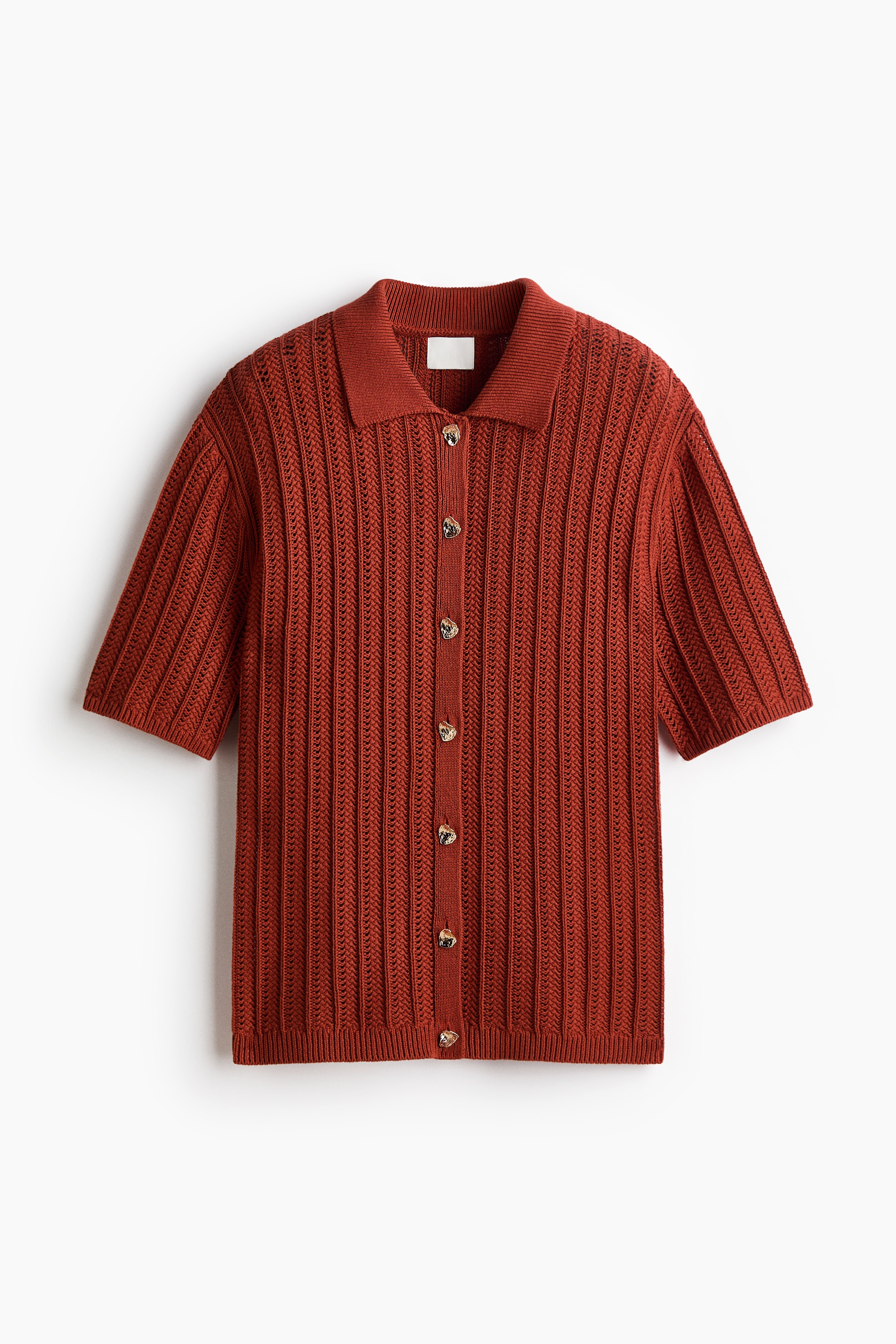 Cárdigan con apariencia de crochet - Anaranjado oscuro/Crema