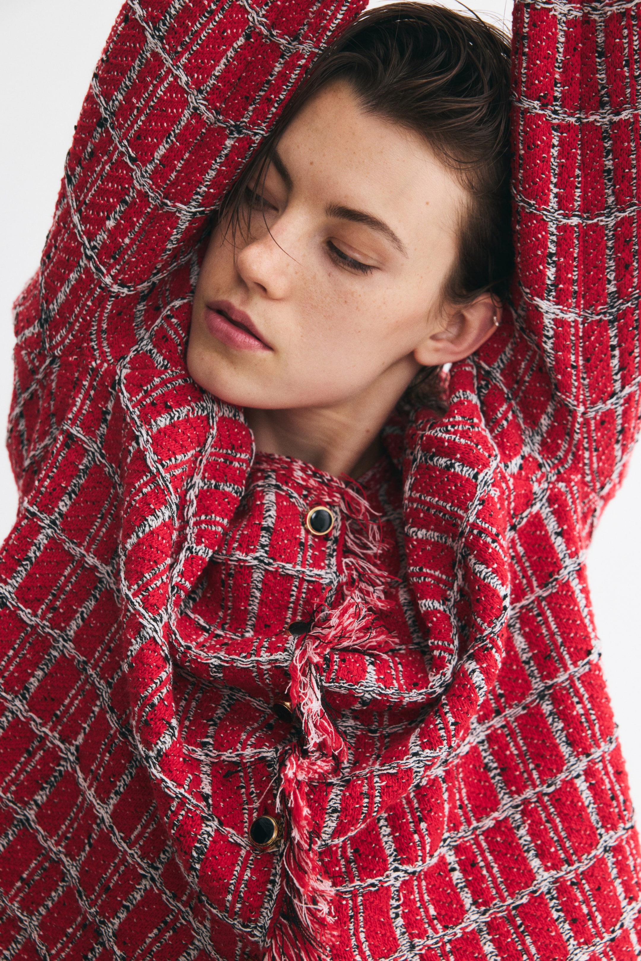 Chandail frangé en tricot jacquard