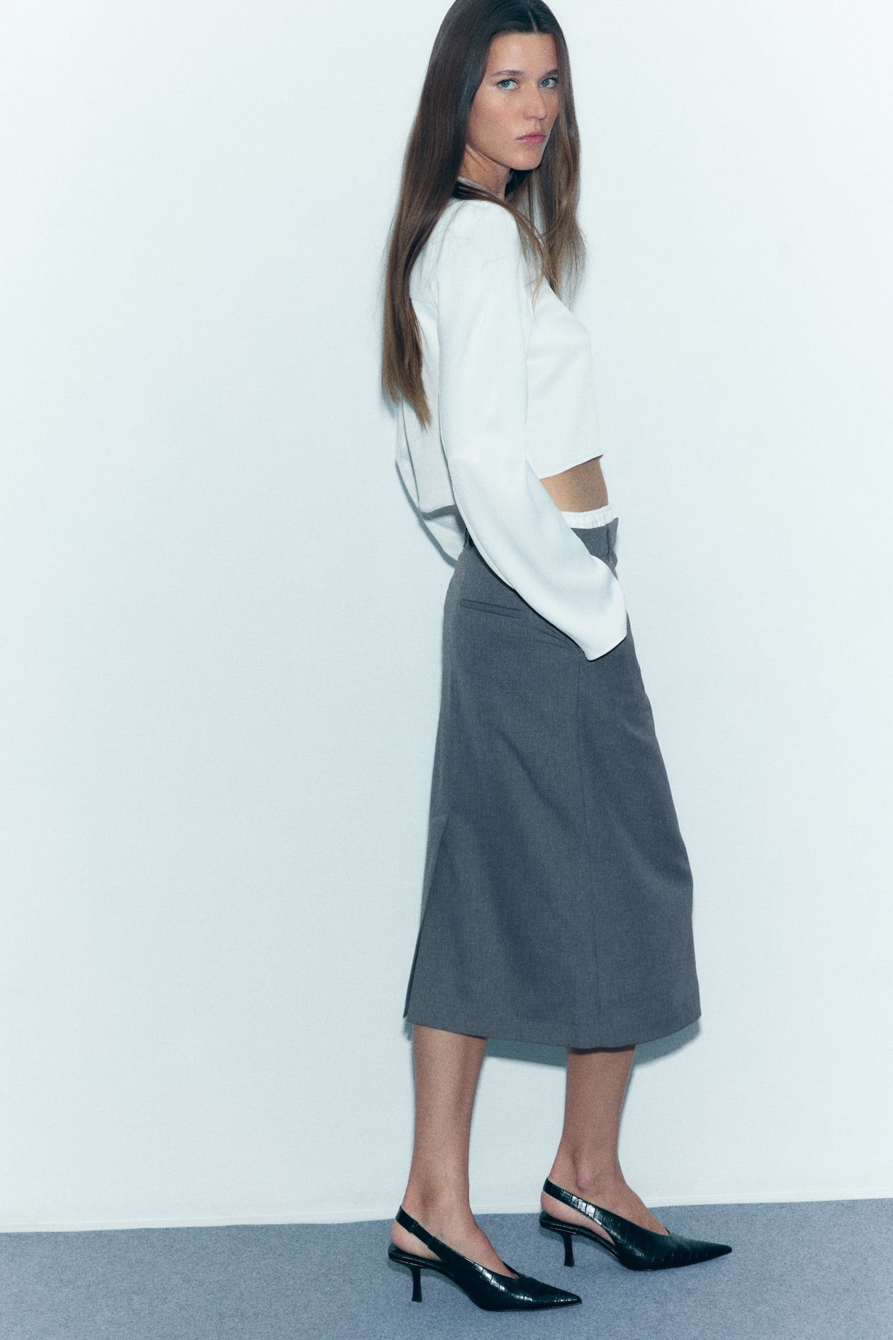 Double-Waistband Pencil Skirt - image 4