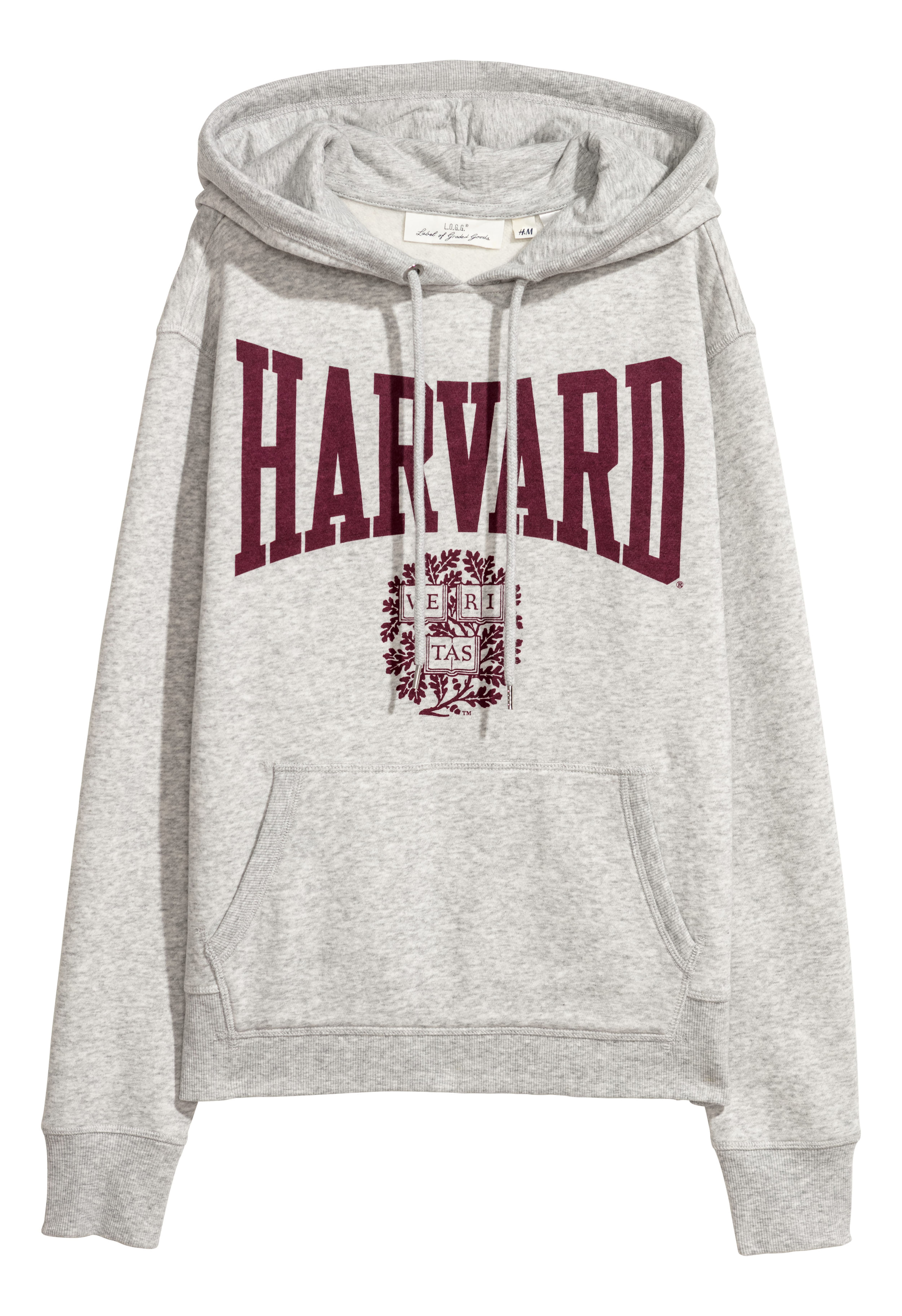 Printed Hoodie Light gray Harvard Ladies H M CA