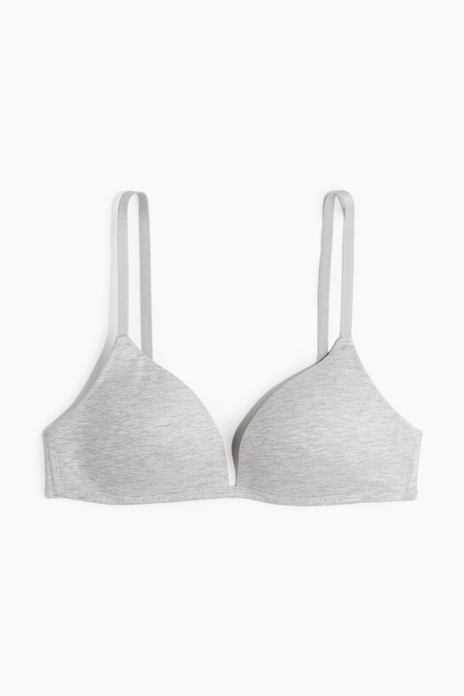 Padded soft-bh van katoen - Lichtgrijs gemêleerd - 1