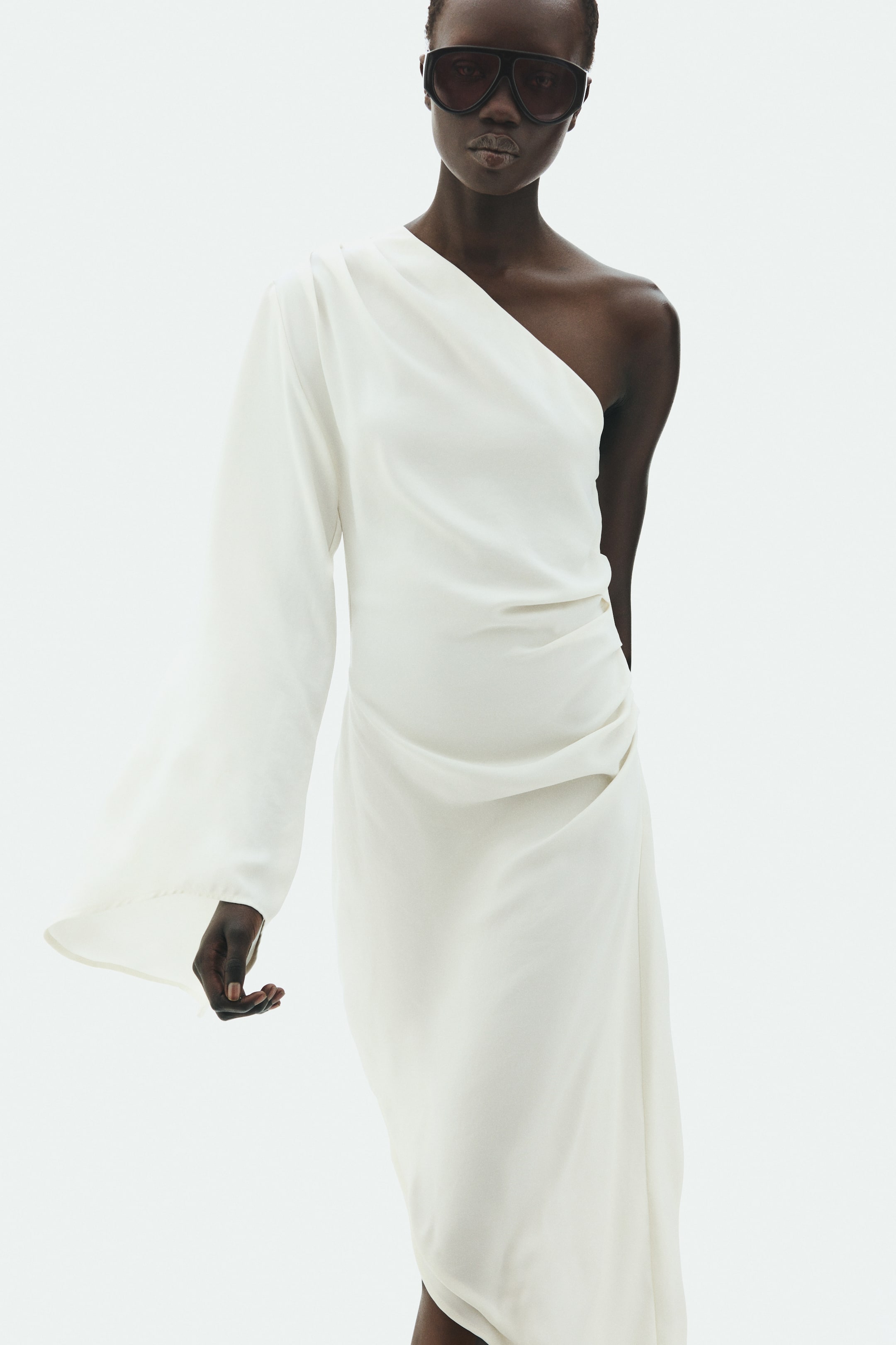 View larger image: Draped Asymmetric Dress - Ivory - Ladies | H&M CA 1
