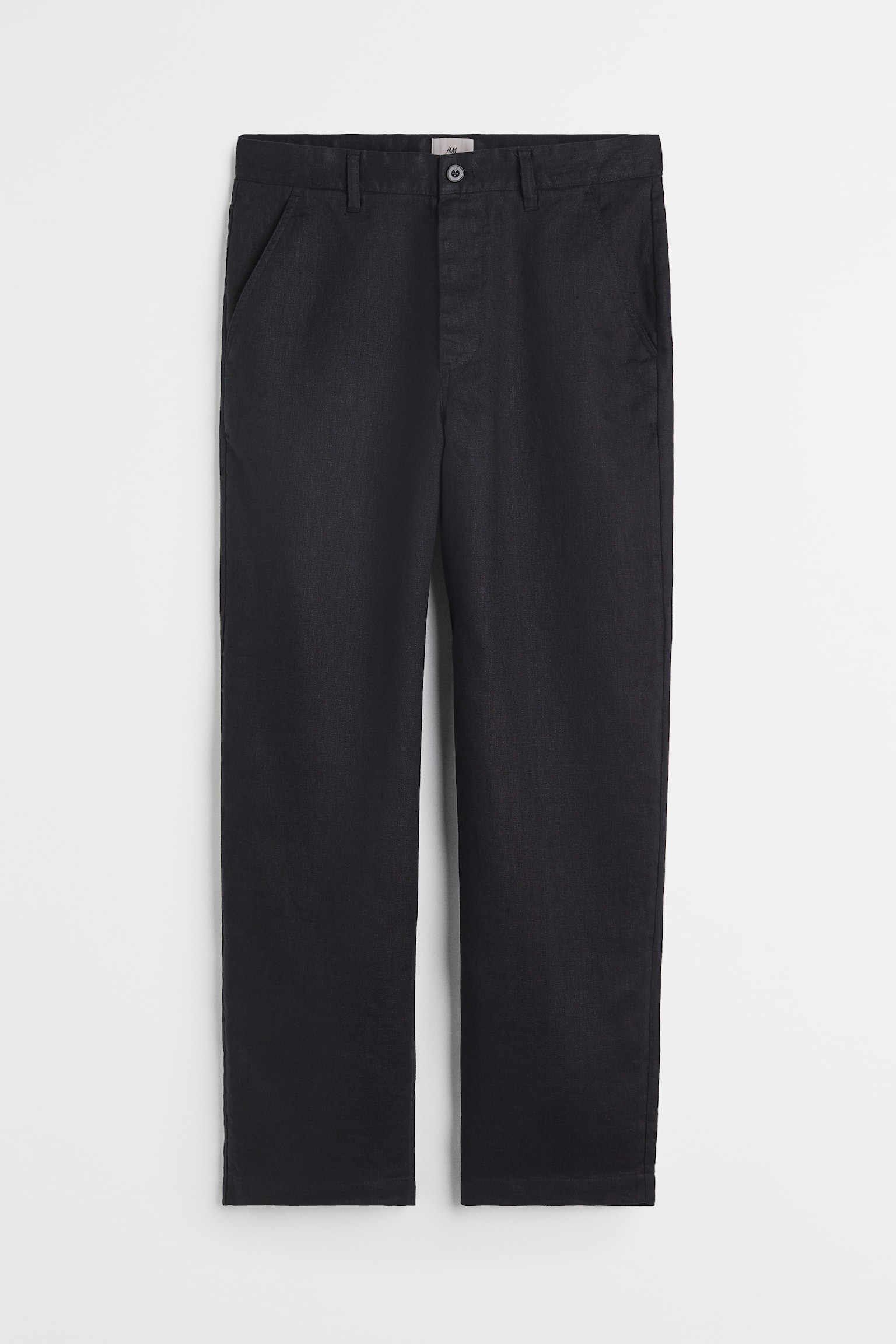 Straight Fit linen trousers - Black
