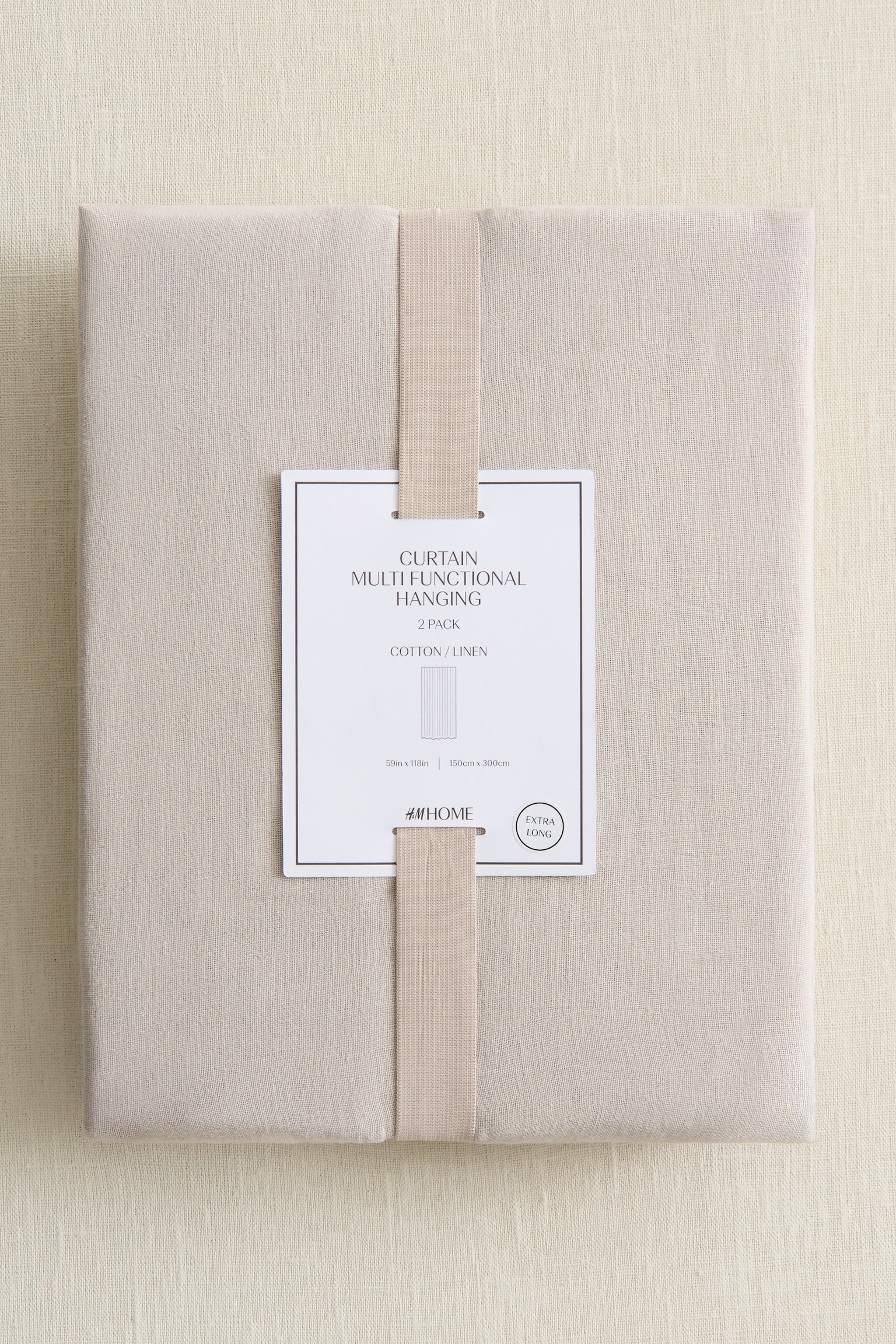 Długa zasłona z domieszką lnu 2-pak - Beżowy/Biały/Szałwiowa zieleń/Jasnoniebieski/Beżowy - 4