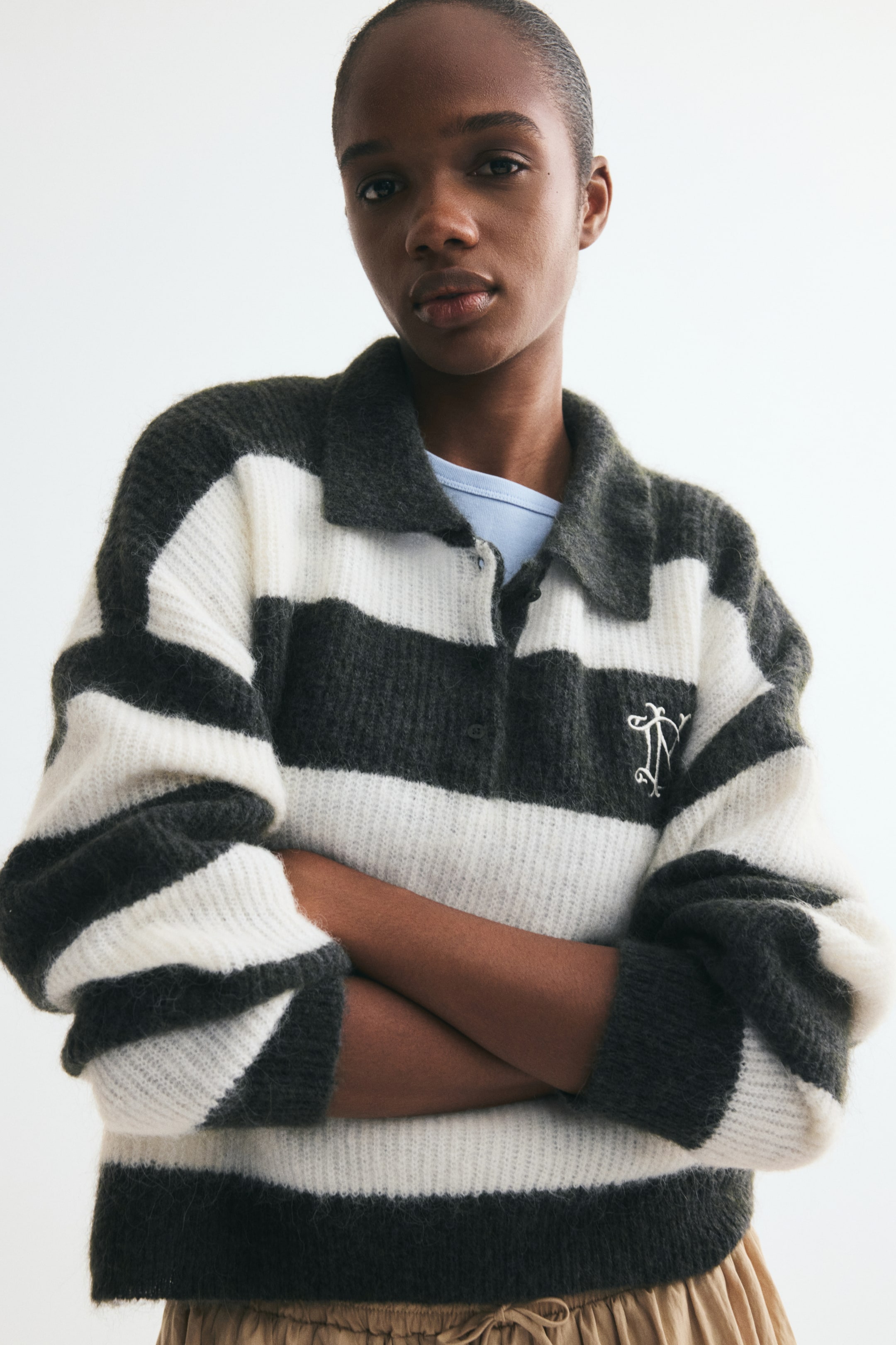 Rib-Knit Polo Sweater