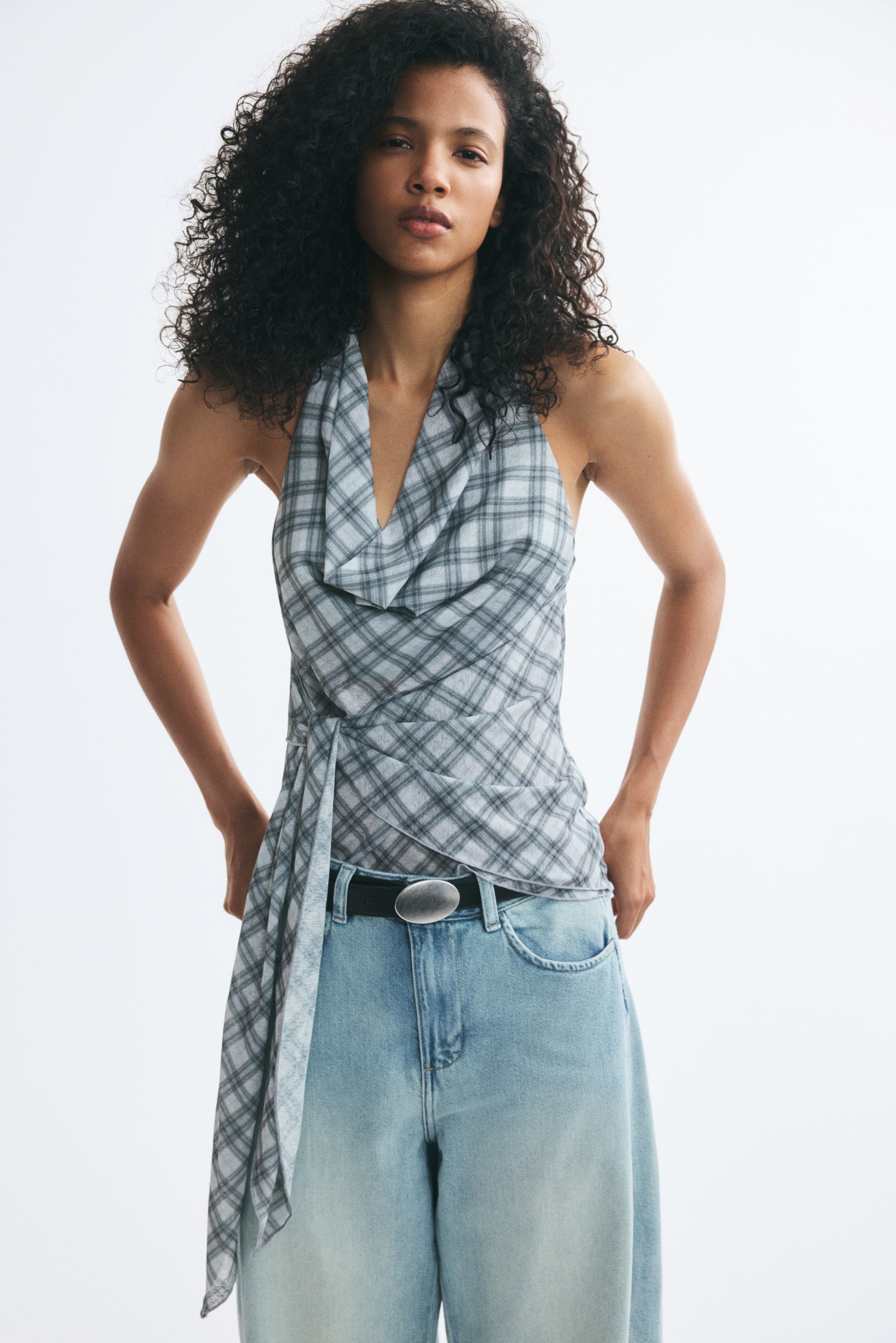Tie-Detail Halterneck Top