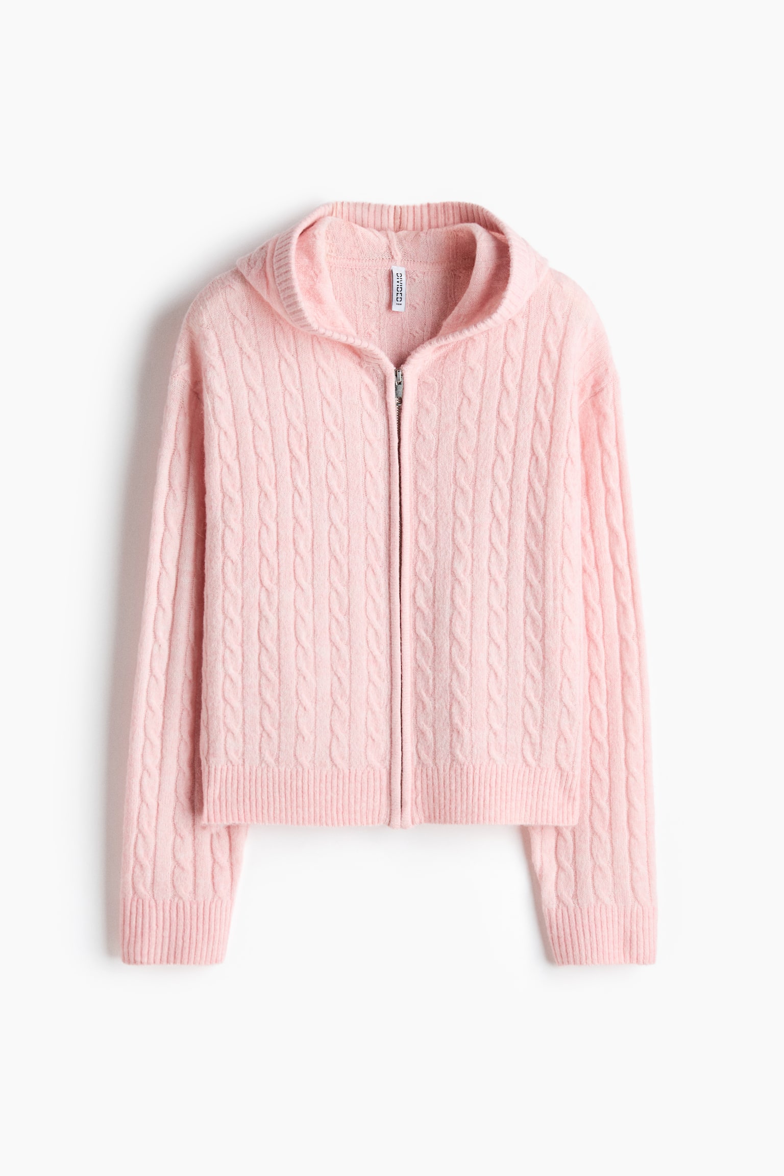 Cable-knit zip-through cardigan - Pink/Navy blue/Grey marl/Cream - 2