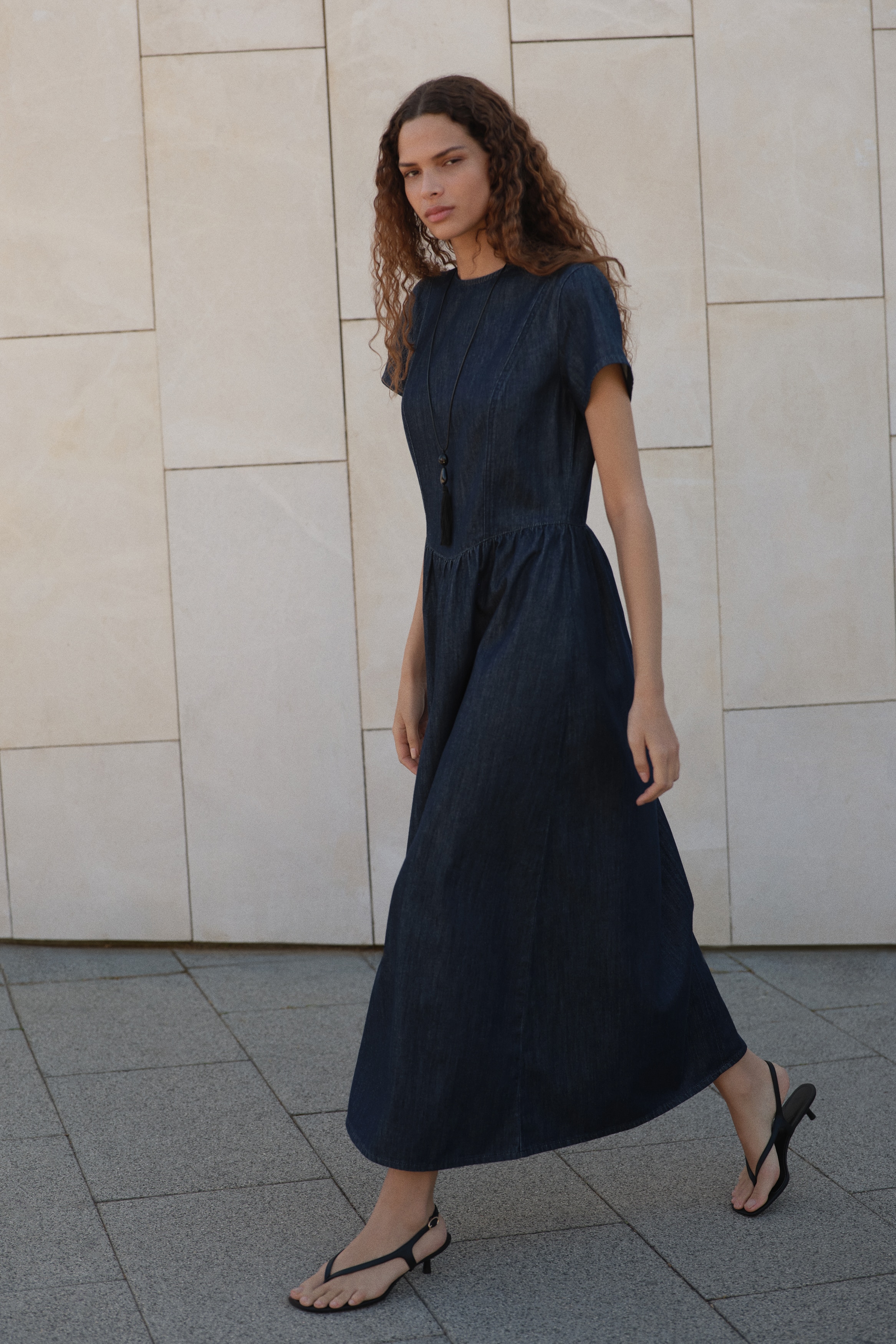 Ladies - Dark Denim Blue Denim Maxi Dress - Size: XXS - H&M