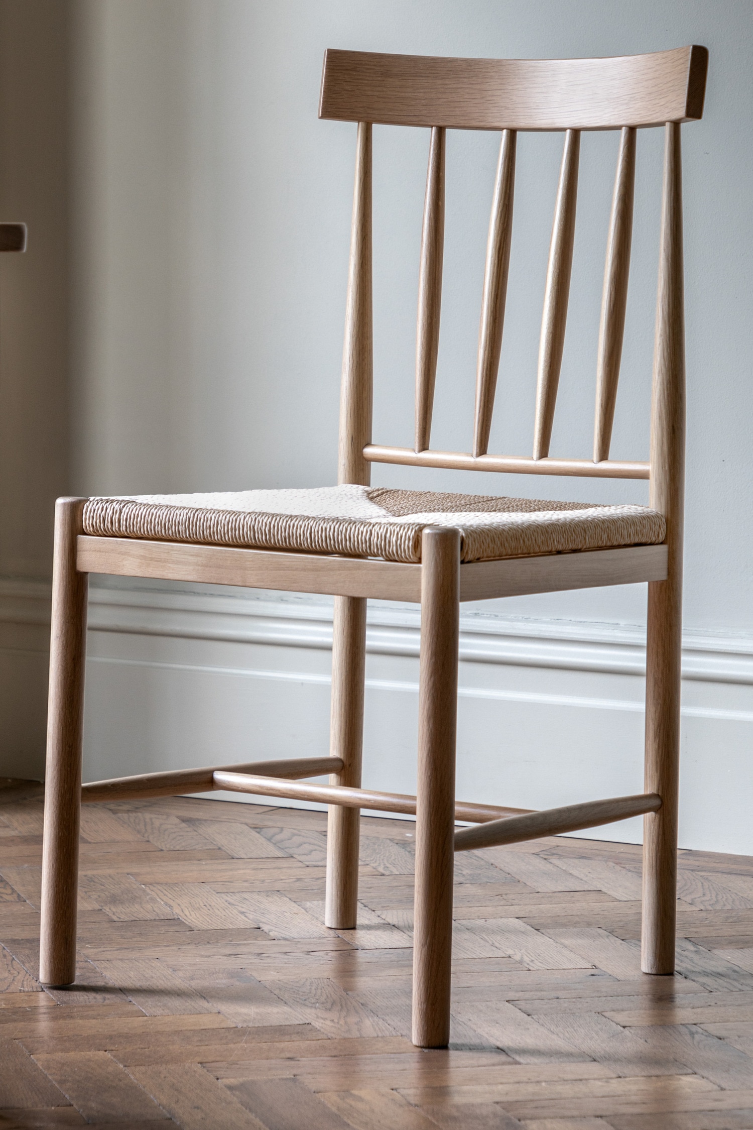 Set Of 2 Rope Wooden Dining Chairs - Natural