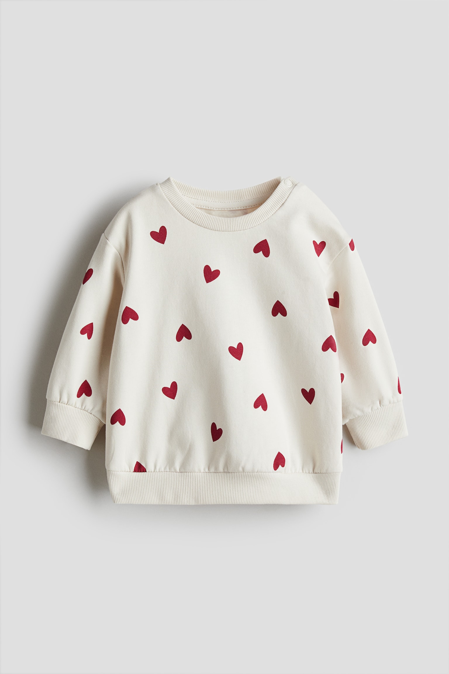 Cotton sweatshirt - White/Hearts/Black/Light grey marl - 1