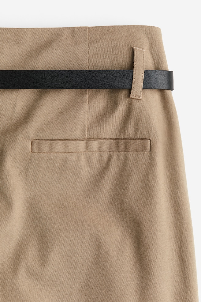 Szerokie spodnie z paskiem - Ciemnobeżowy - 5
