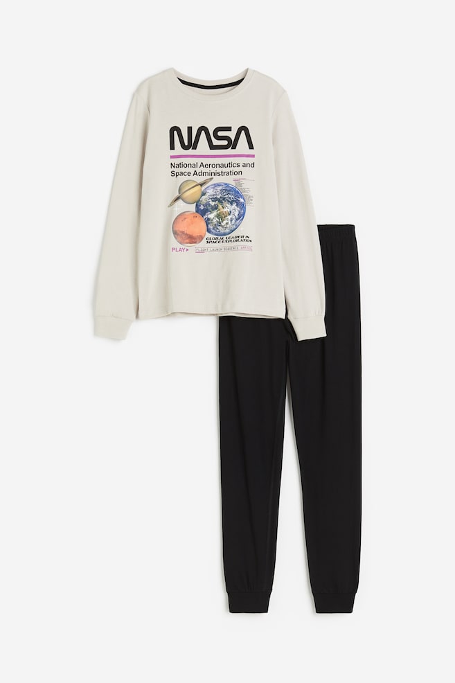 Jerseypyjama - Beige/NASA/Khakigrün/Farbspritzer/Knallblau/Gemustert - 1