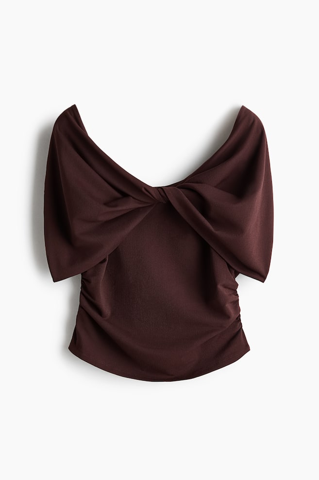 Twist-Detail Off-the-Shoulder Top - Dark brown - 1