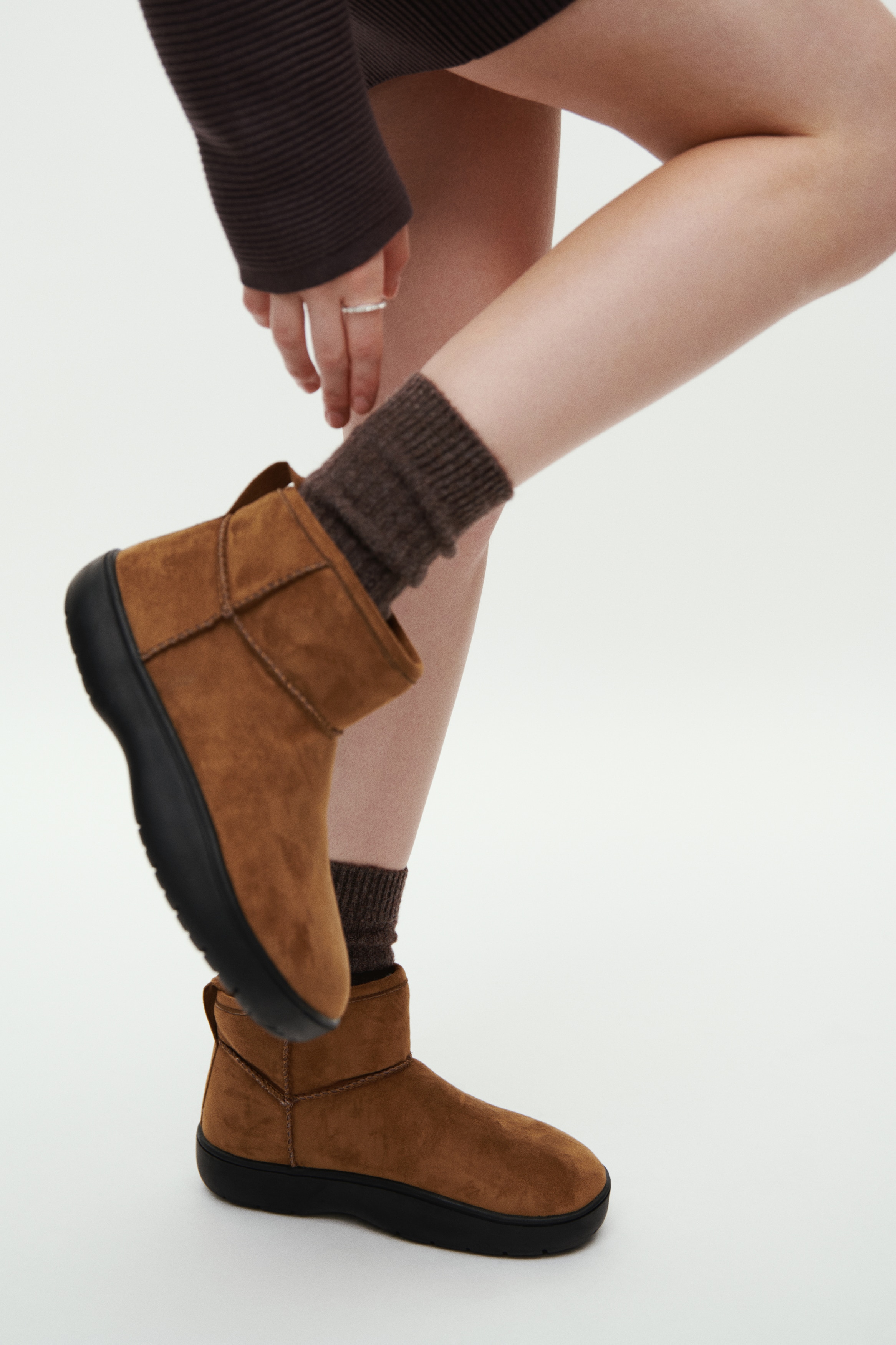 AYHB♡F Suni Kürk Astarlı Bot - Kahverengi - KADIN | H&M TR