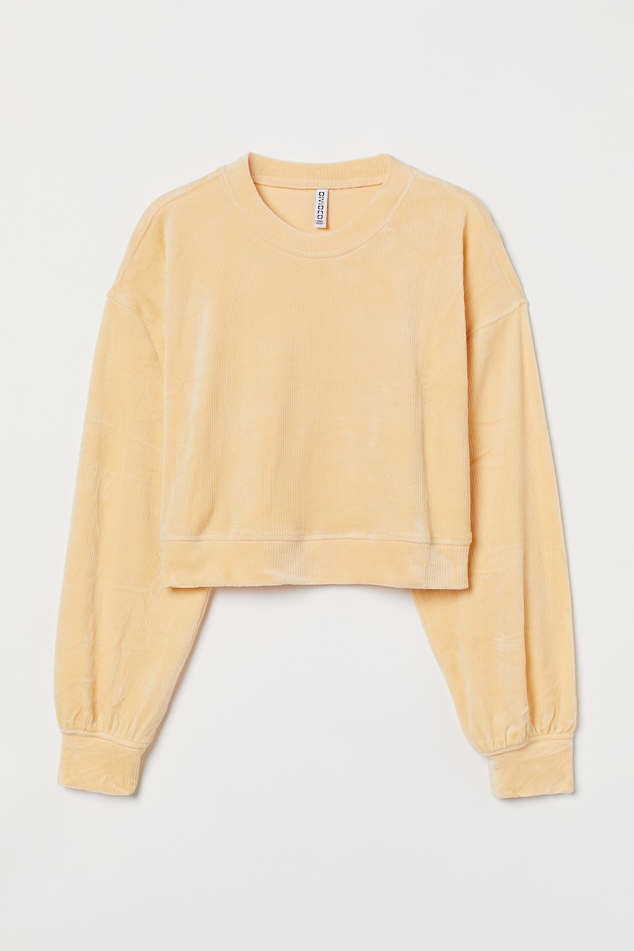 View larger image: Cropped ribbed velour top - Light yellow - Ladies | H&M IN 1